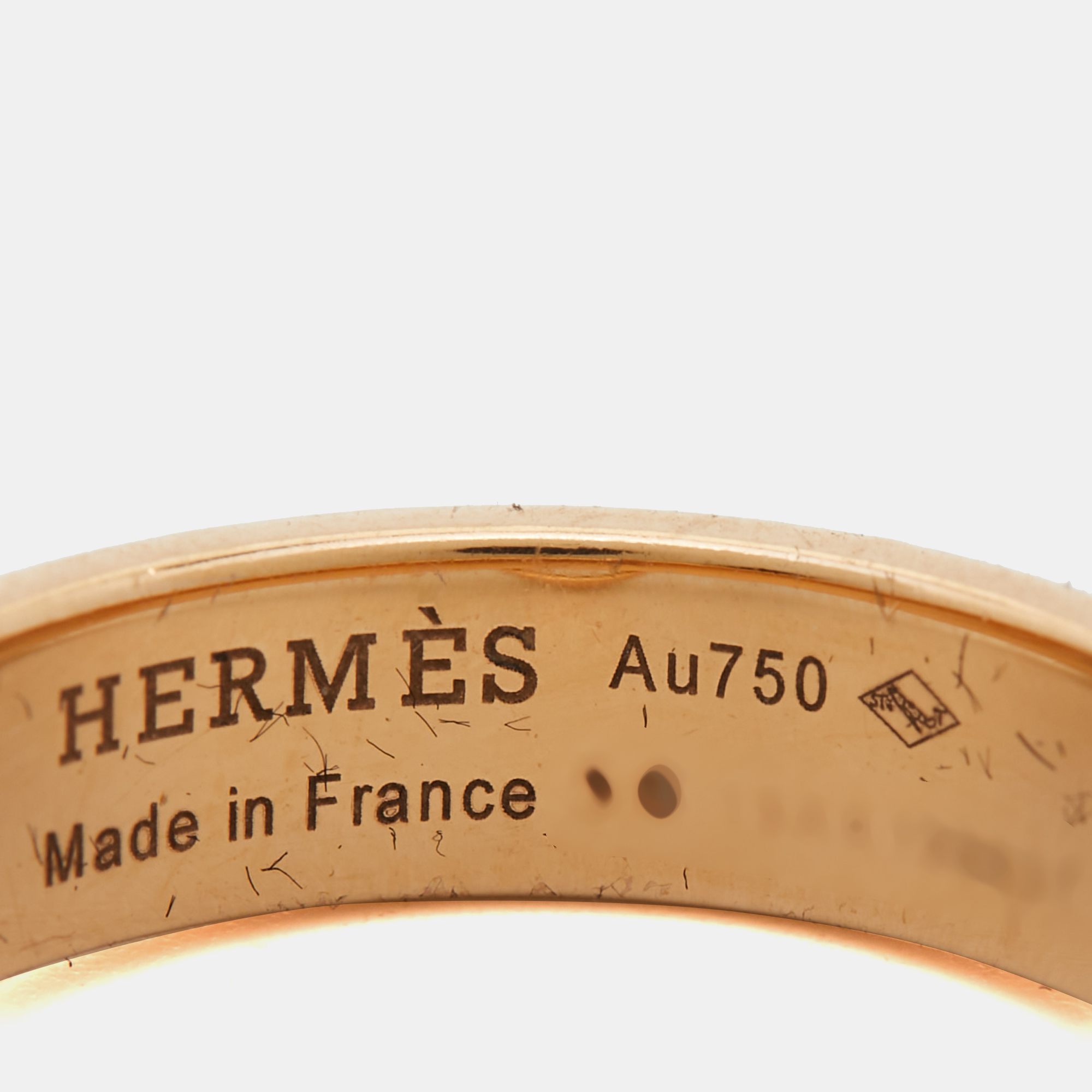 Hermes Collier De Chien 18k Rose Gold Ring Size 56