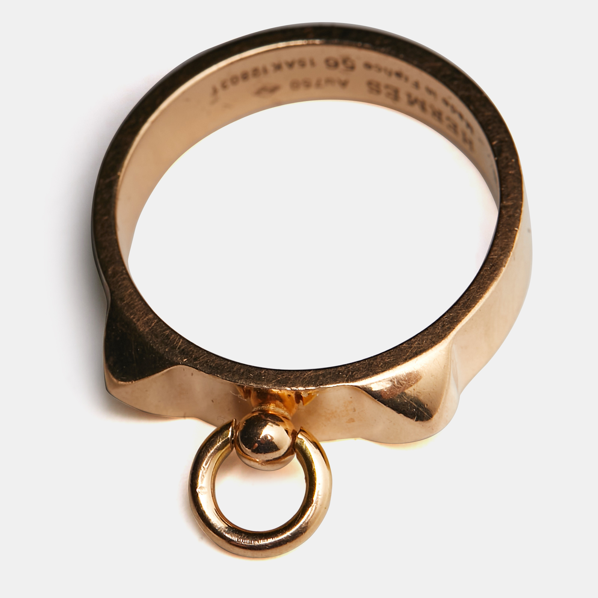 Hermes Collier De Chien 18k Rose Gold Ring Size 56