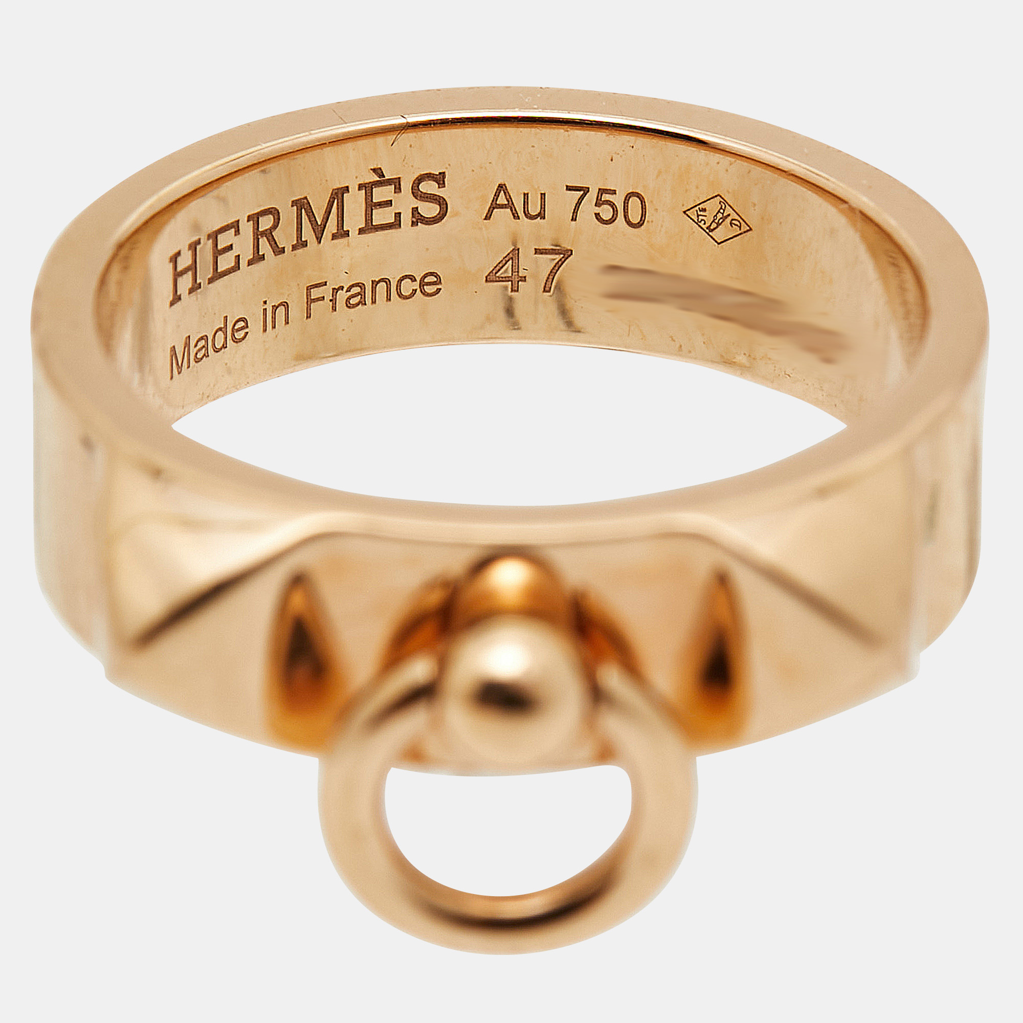 Hermes Collier De Chien 18k Rose Gold Small Model Ring Size 47