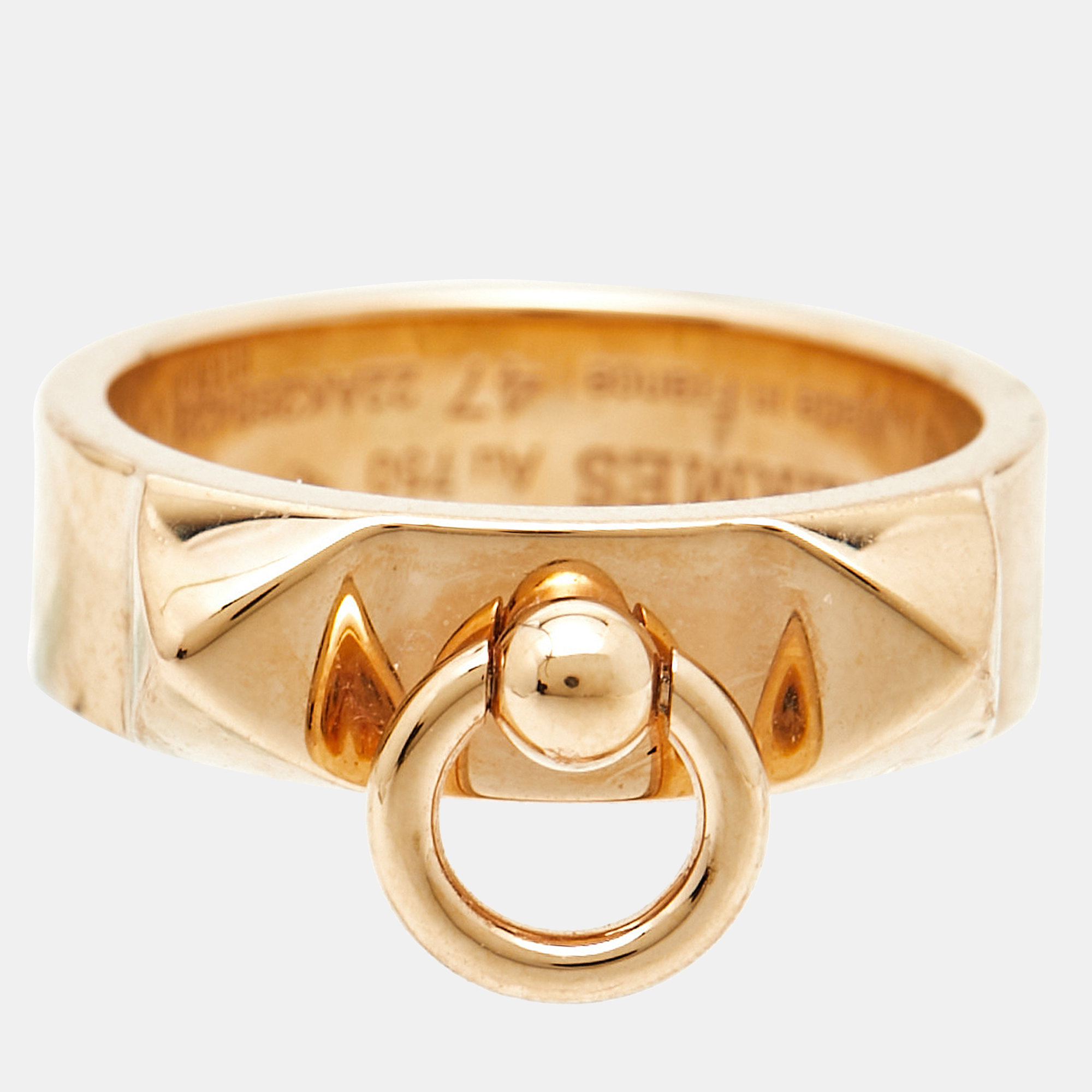 Hermes Collier De Chien 18k Rose Gold Small Model Ring Size 47