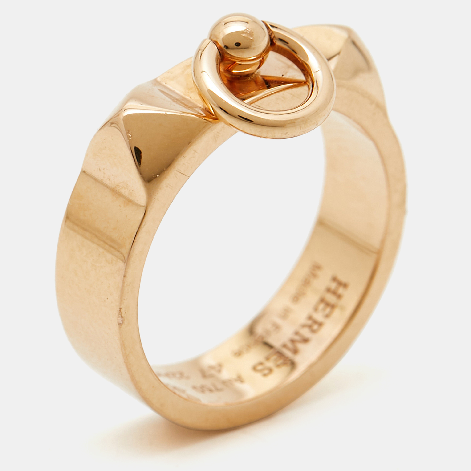Hermes Collier de Chien 18k Rose Gold Small Model Ring Size 47