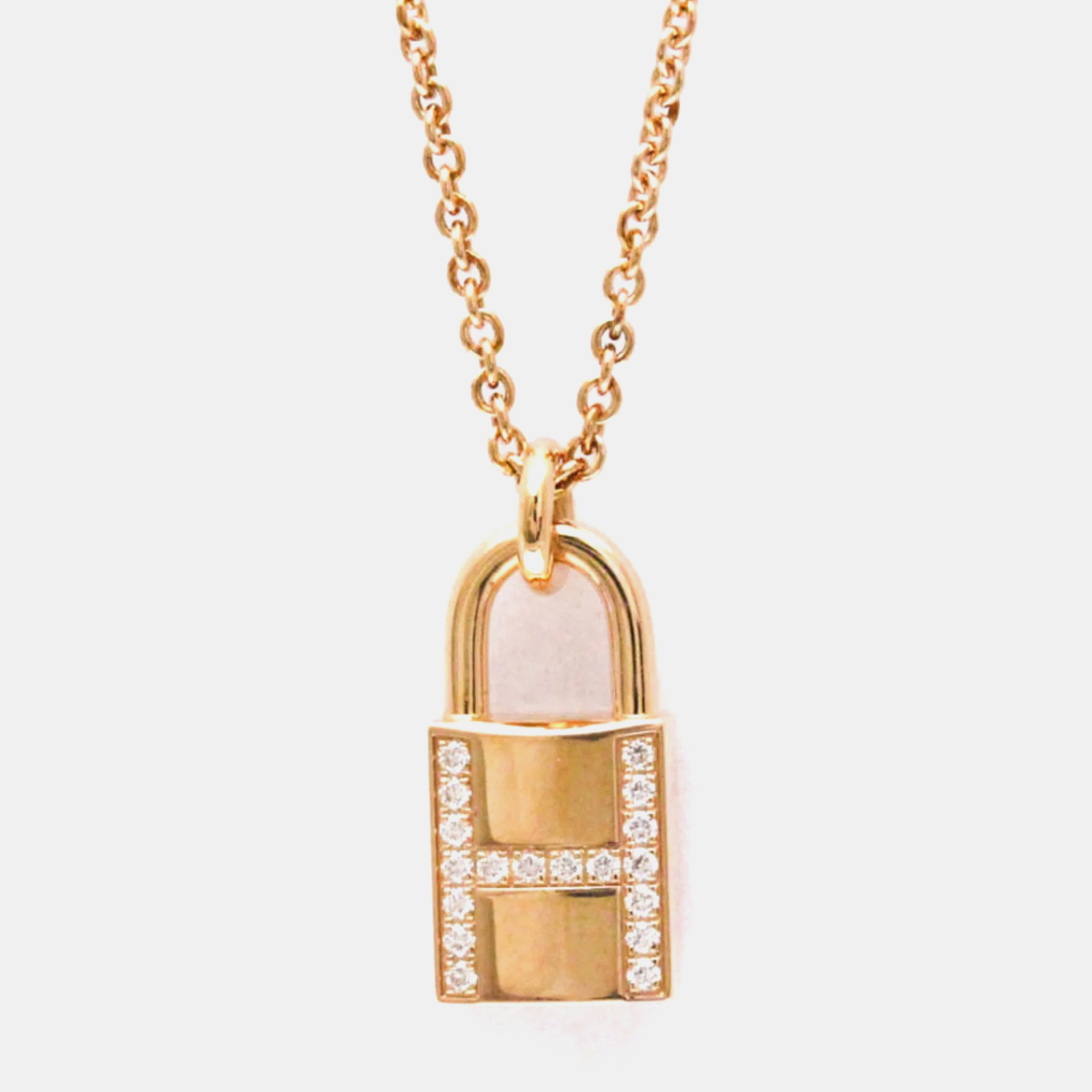 Hermes 18K Pink Gold Cadena Carat/0.09 Diamond Pendant Necklace
Hermes 18K Pink Gold Cadena Carat/0.09 Diamond Pendant Necklace