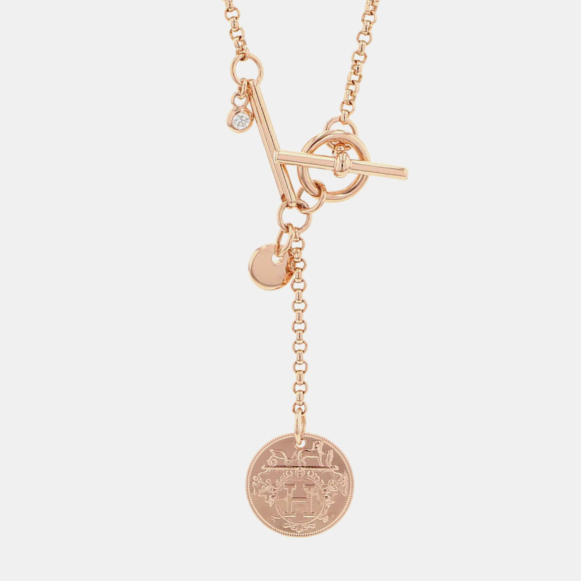 Hermes Exlibris 18K Pink Gold Pendant 
Hermes Exlibris 18K Pink Gold Pendant
