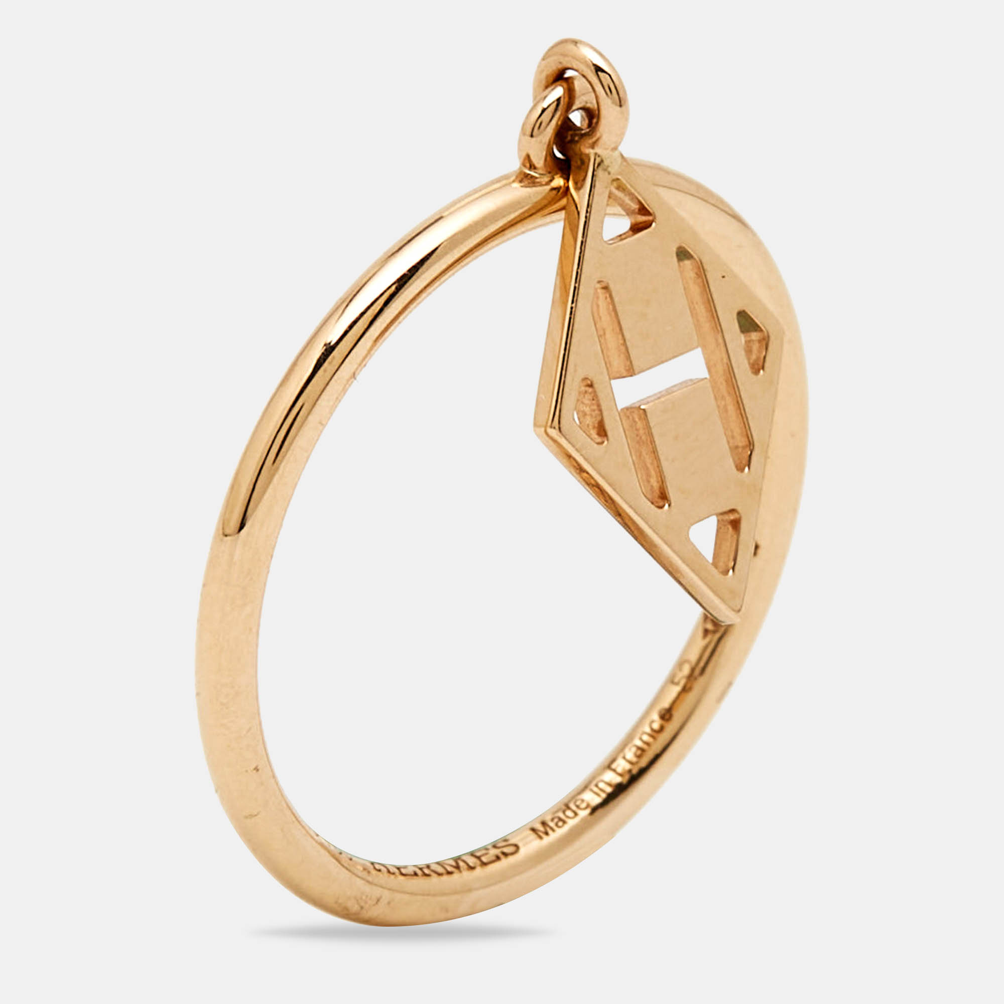 Hermes herm&egrave;s gambade 18k rose gold ring size 52