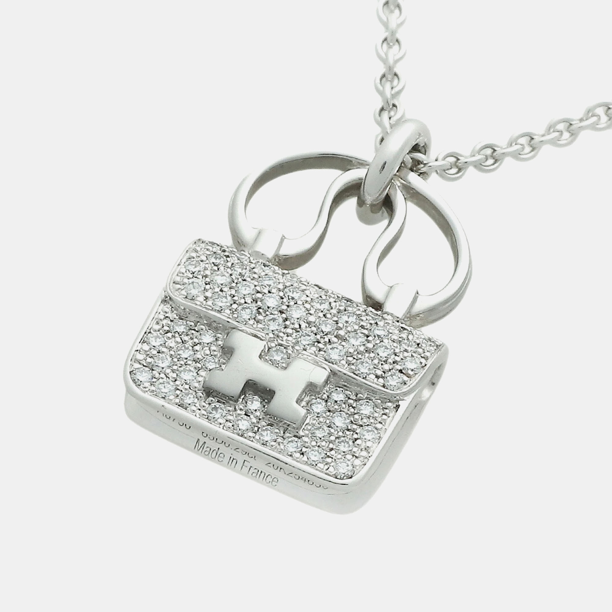 Hermes 18k white gold amulet constance necklace