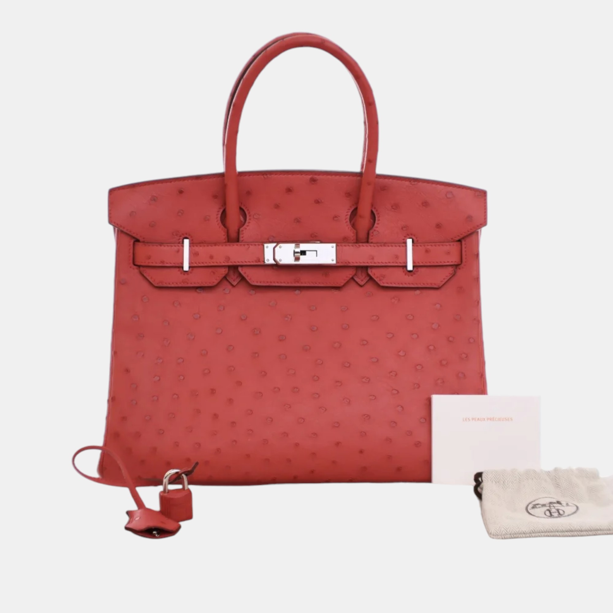 Hermes Bougainvillier Ostrich Leather Birkin 30 Tote Bag