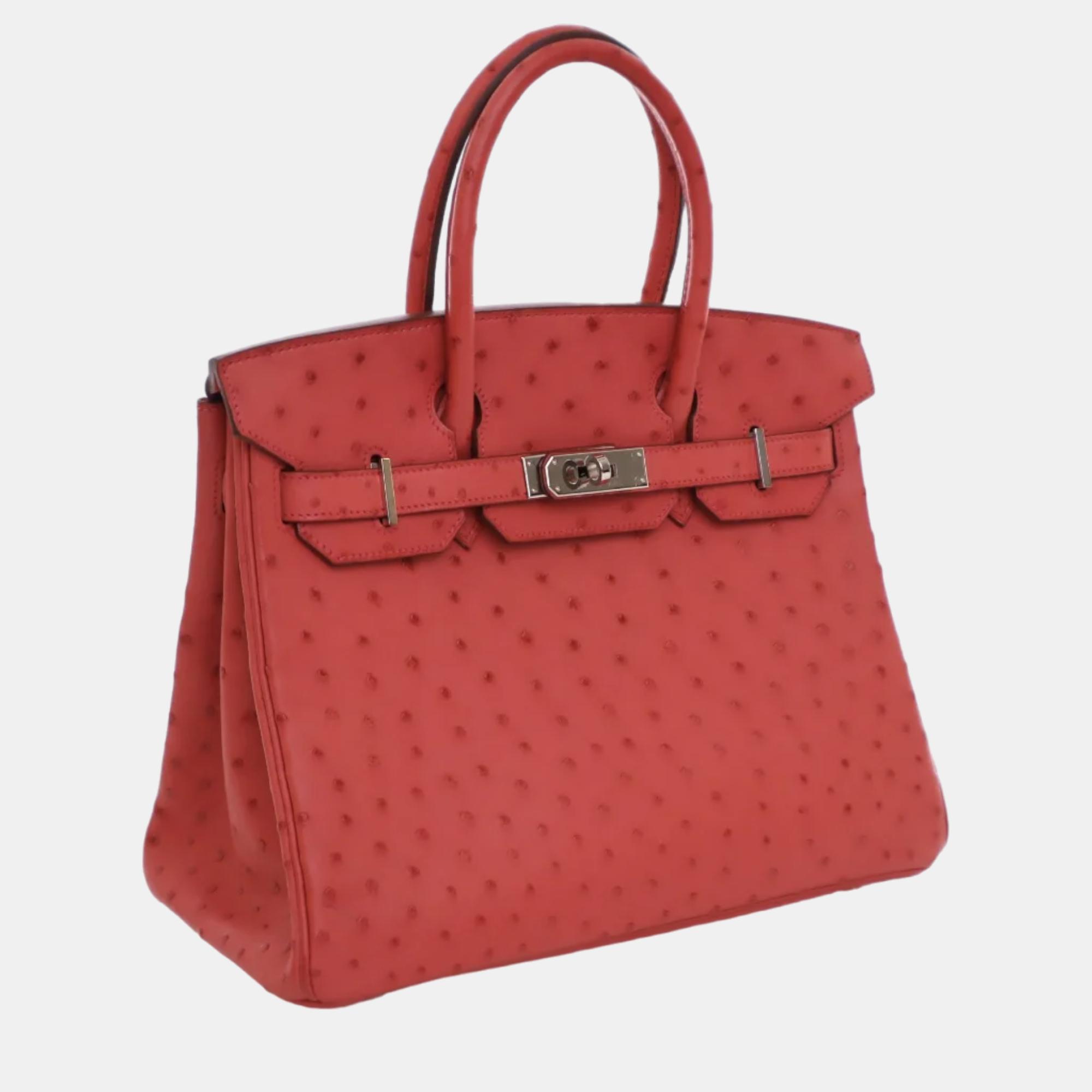 Hermes Bougainvillier Ostrich Leather Birkin 30 Tote Bag