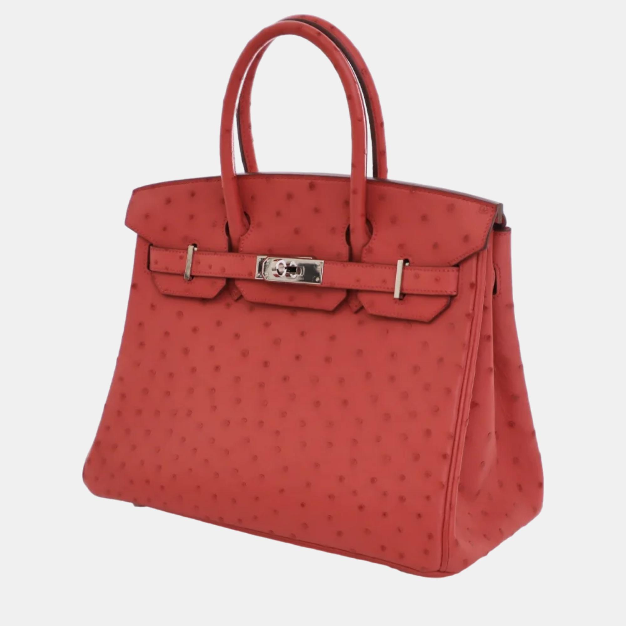 Hermes Bougainvillier Ostrich Leather Birkin 30 Tote Bag