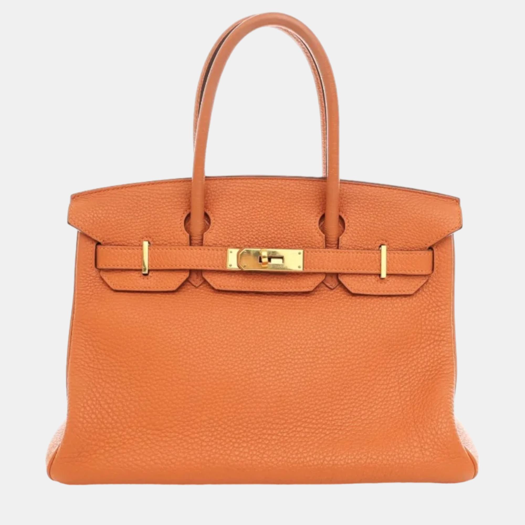 Hermes orange clemence birkin 30 bag