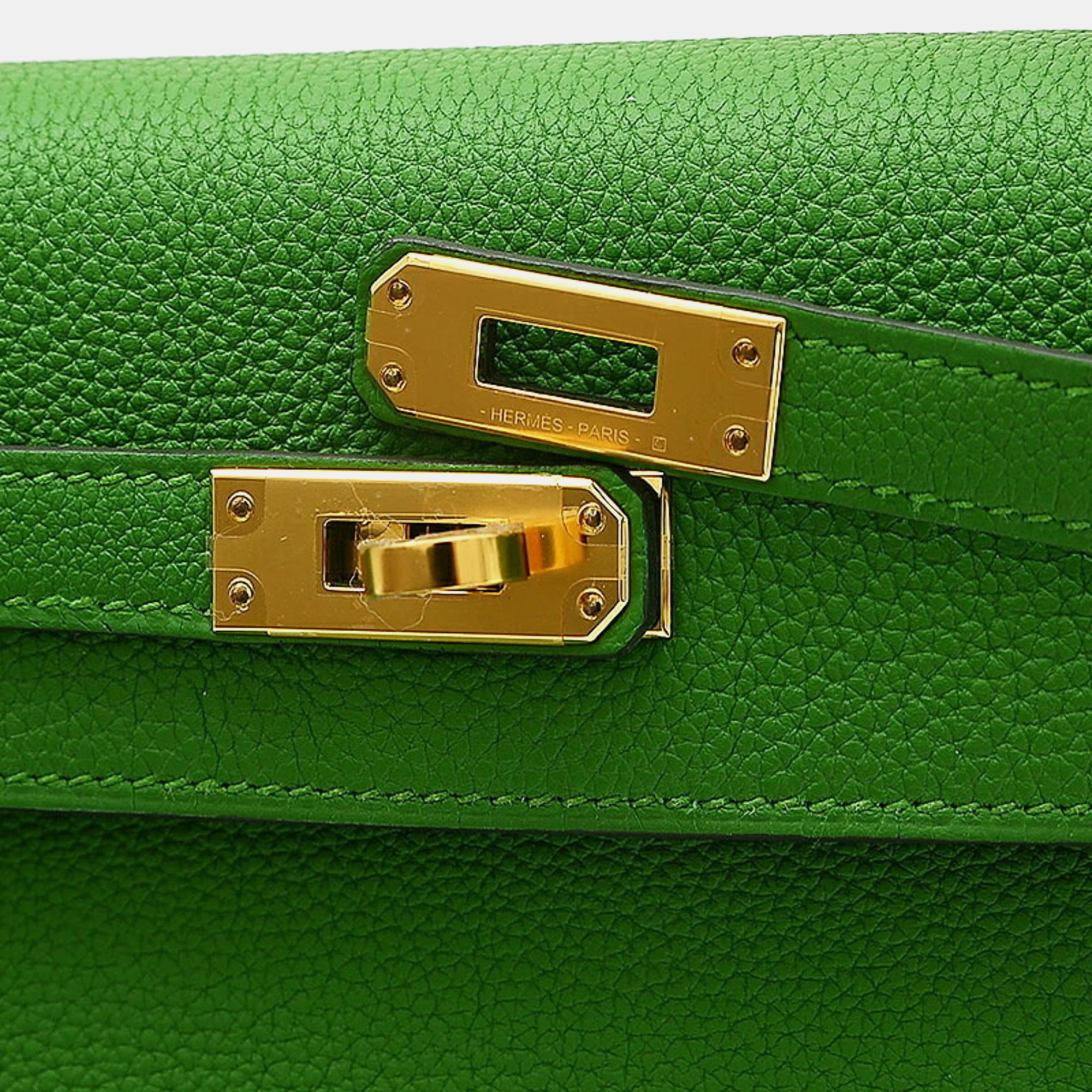 Hermes Vert Yucca Togo Leather Kelly 25 Tote Bag