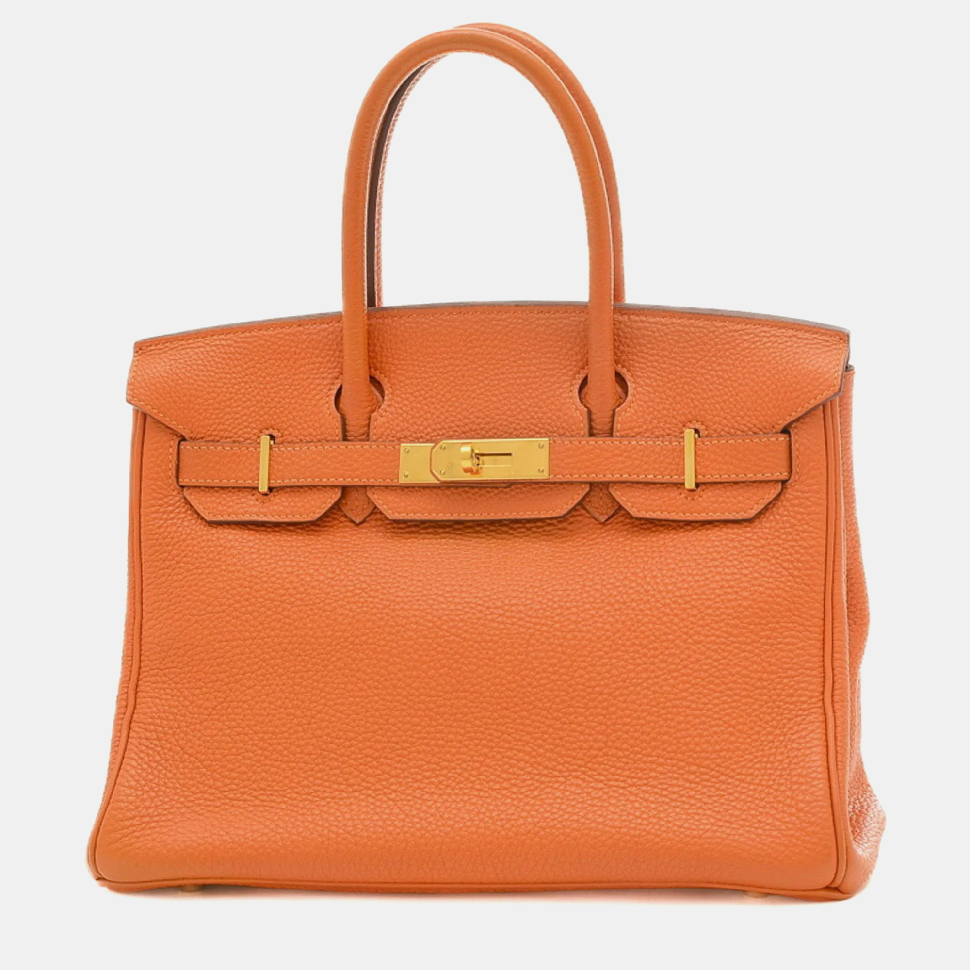 Hermes orange togo birkin 30 handbag