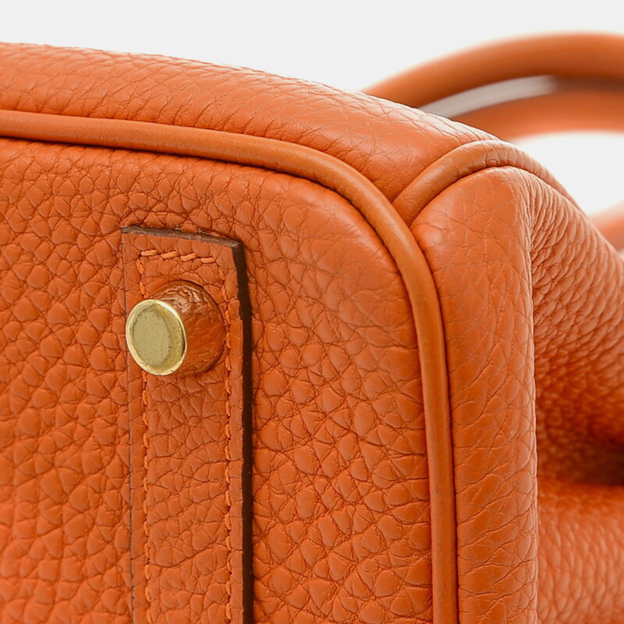 Hermes Orange Togo Leather Birkin 30 Tote Bag