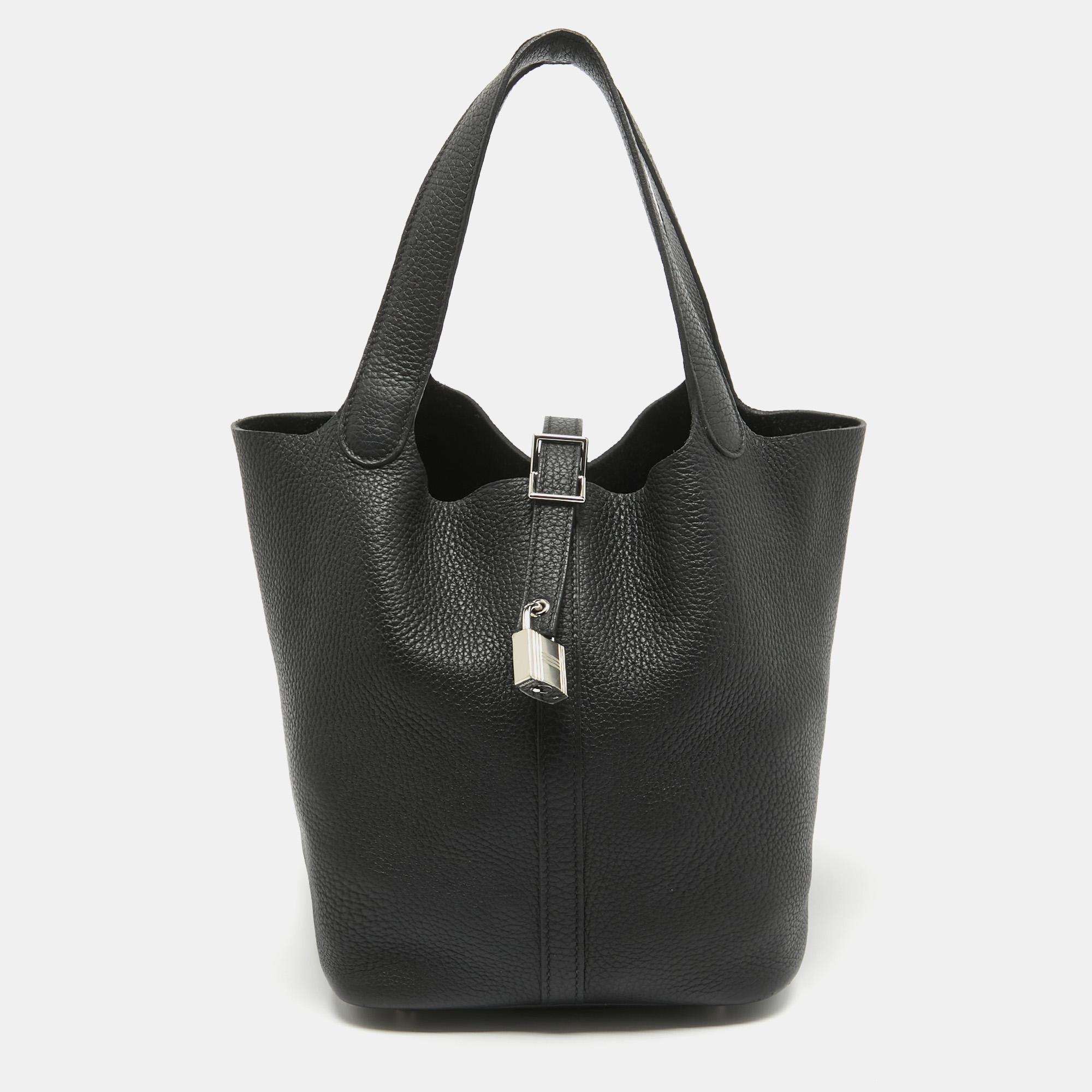 Hermes herm&egrave;s noir taurillon clemence leather picotin lock 22 bag