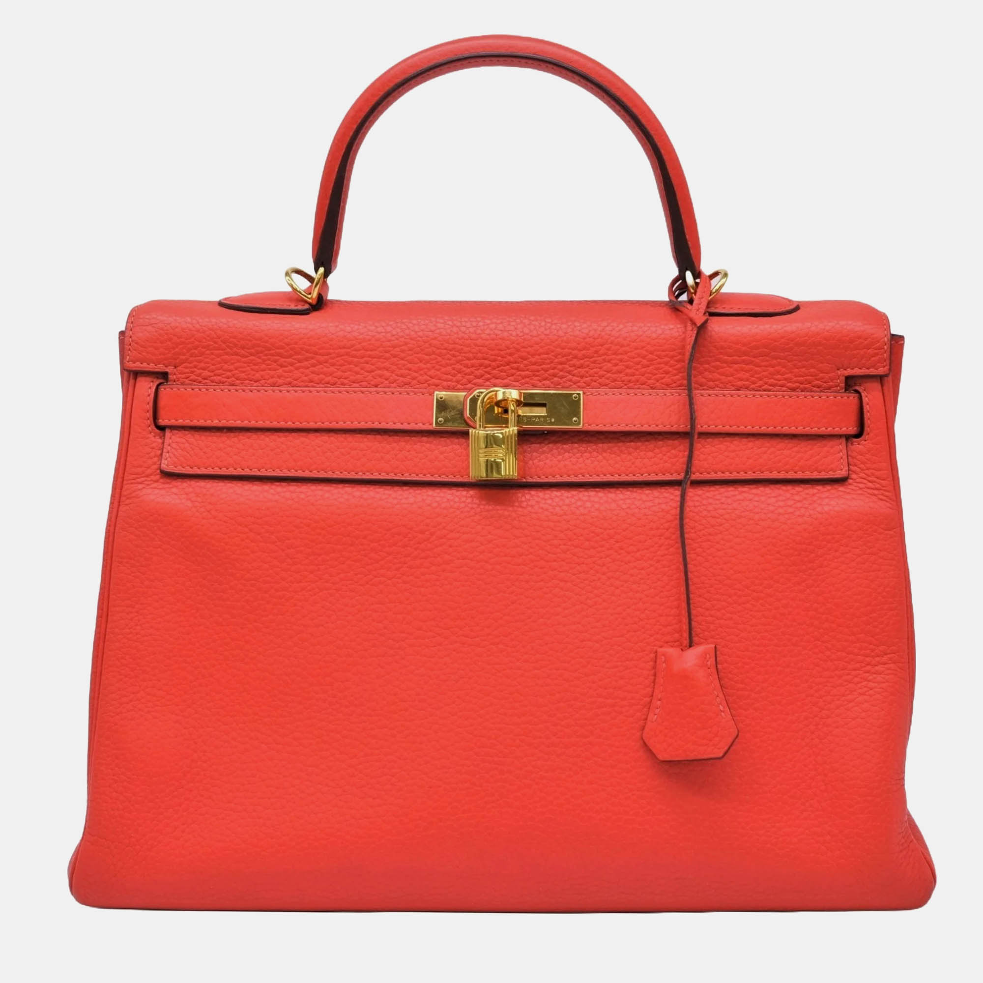 Hermes rouge bivoine pink taurillon clemence leather kelly 35 handbag