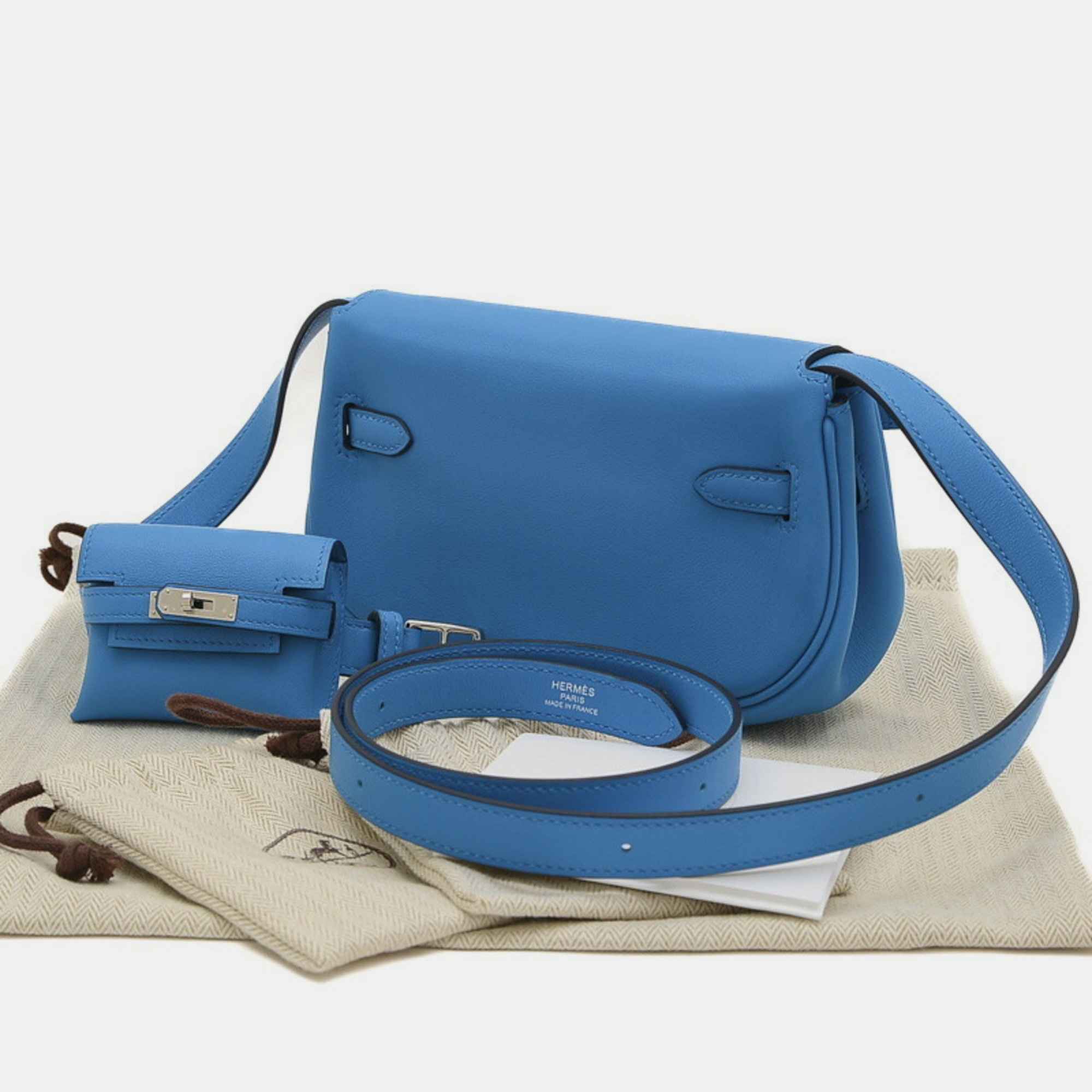 Hermes Blue Swift Leather Kelly Move Shoulder Bag