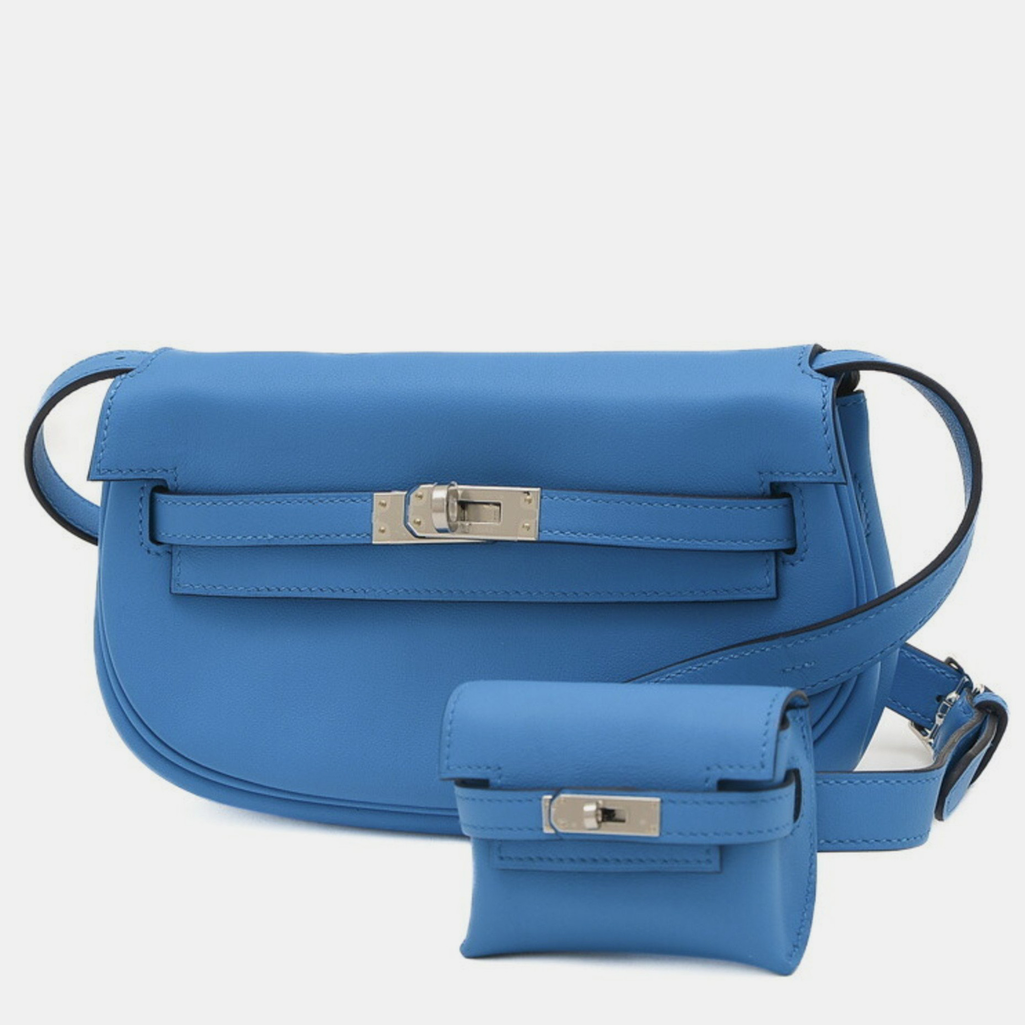 Hermes Blue Swift Leather Kelly Move Shoulder Bag