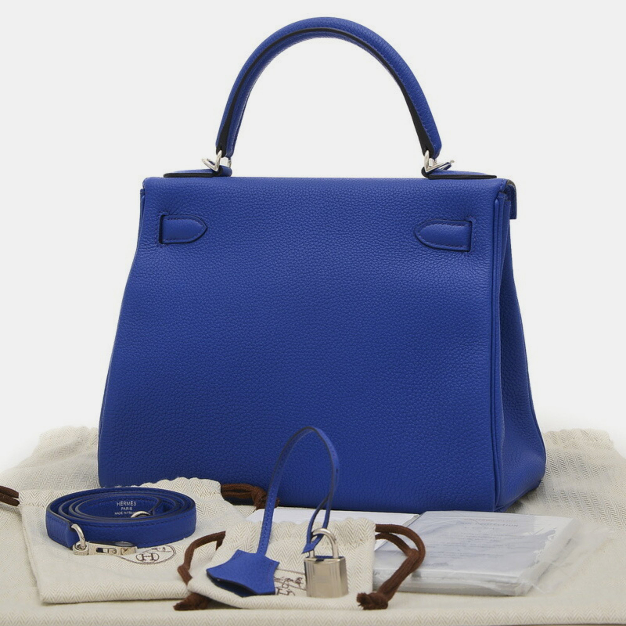 Hermes Blue Royale Togo Leather Kelly 28 Tote Bag