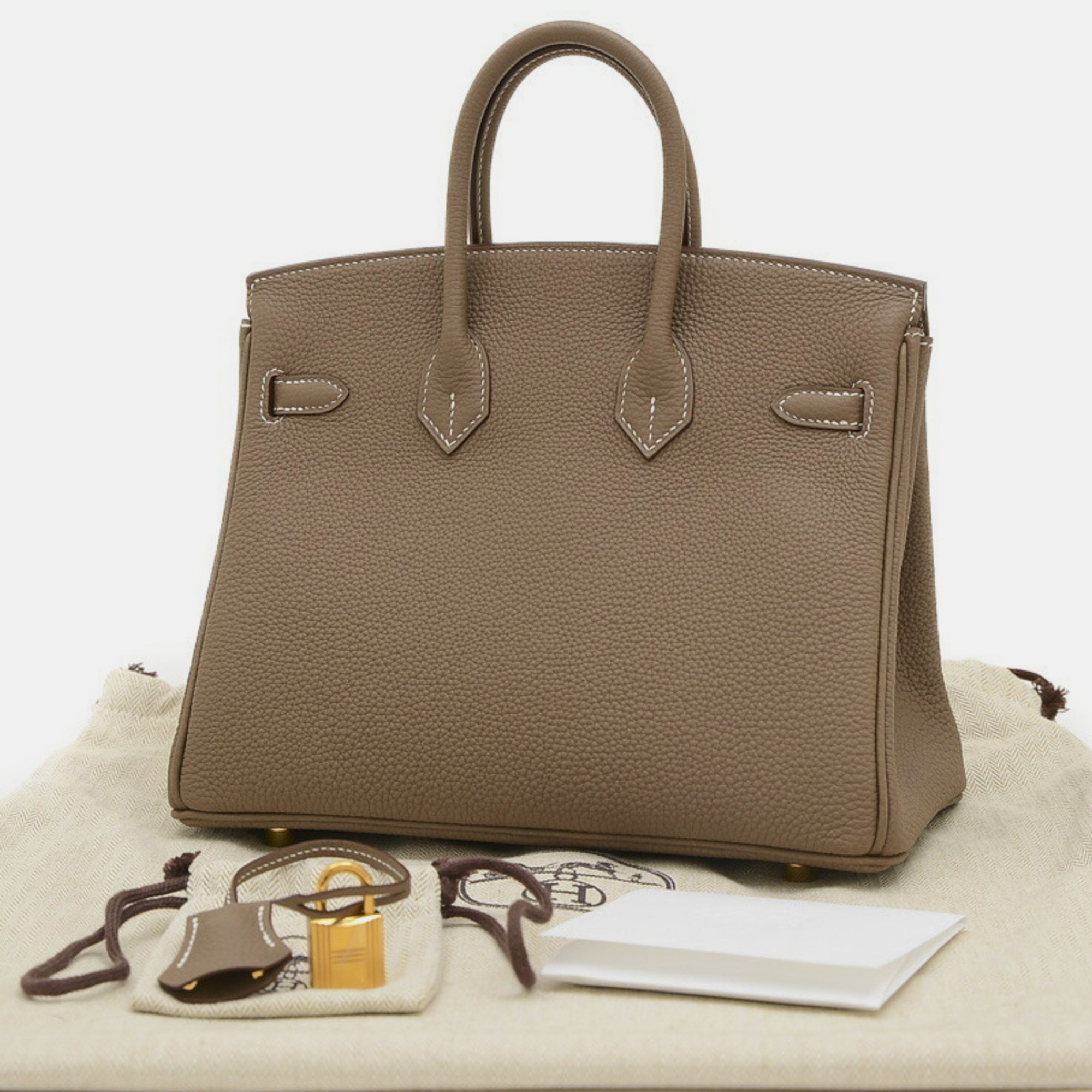 Hermes Etoupe Togo Birkin 25 Handbag