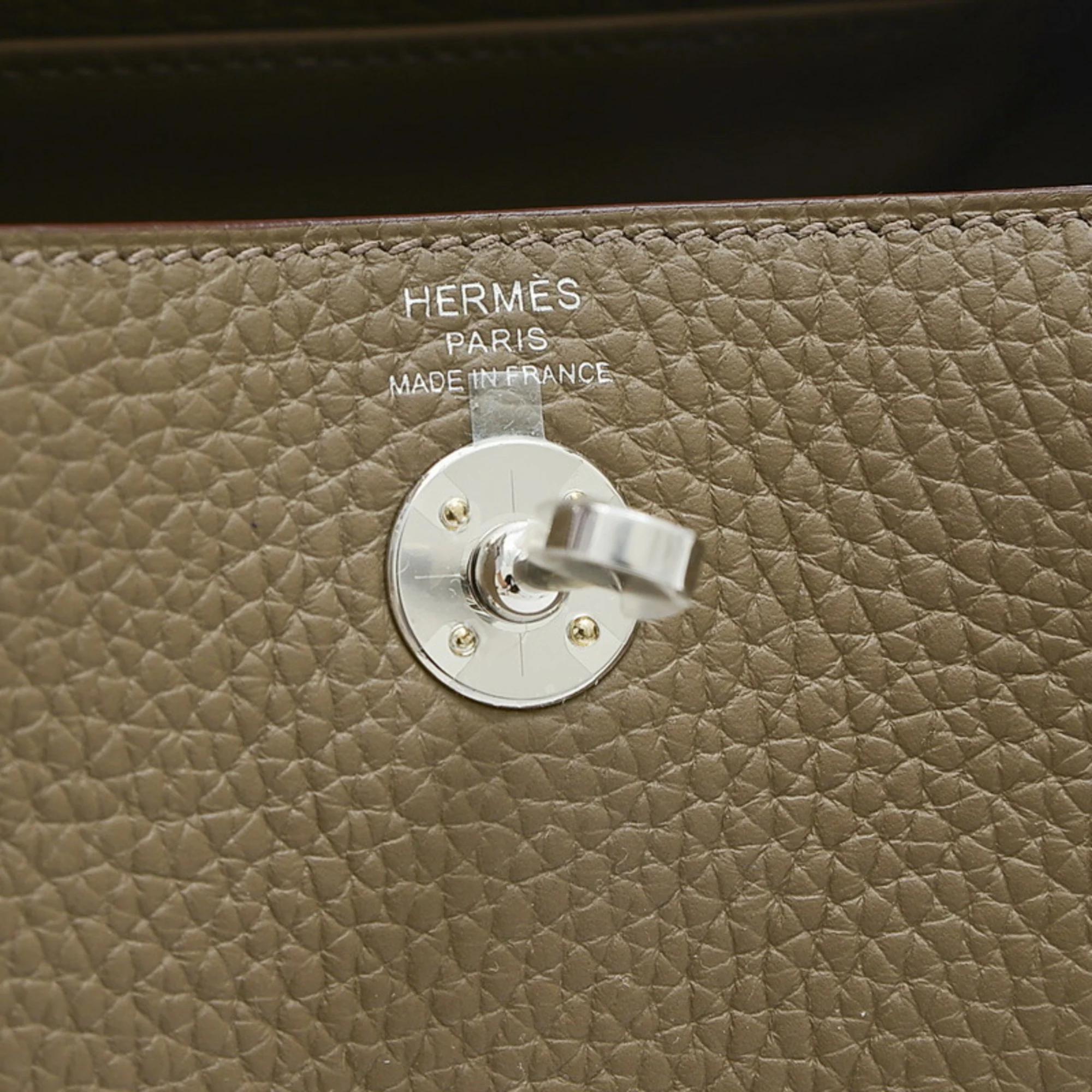 Hermes Maxi Quadrille Taurillon Clemence Etoupe Lindy Bag