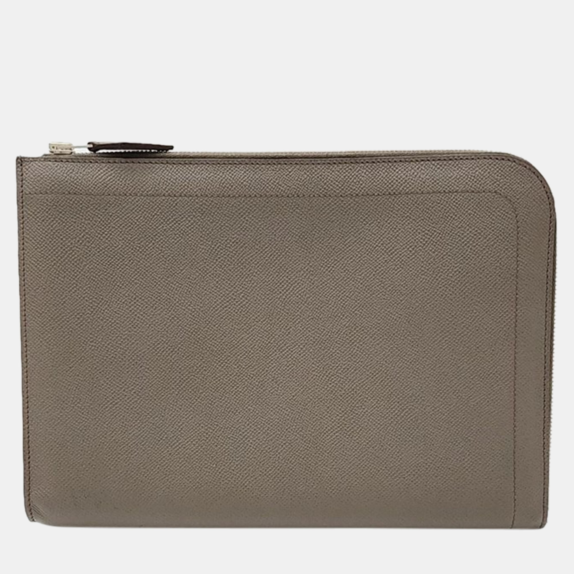 Hermes Brown Leather Clutch