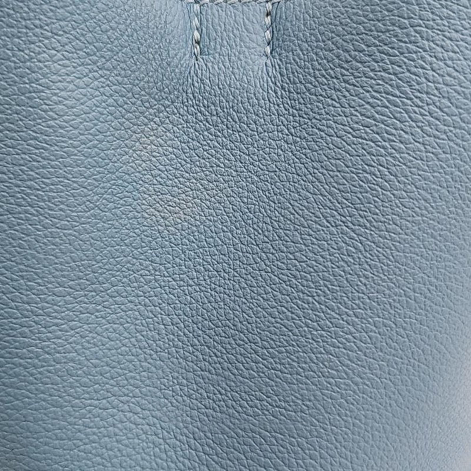 Hermes Blue Leather Recall Bucket 17 Handbag