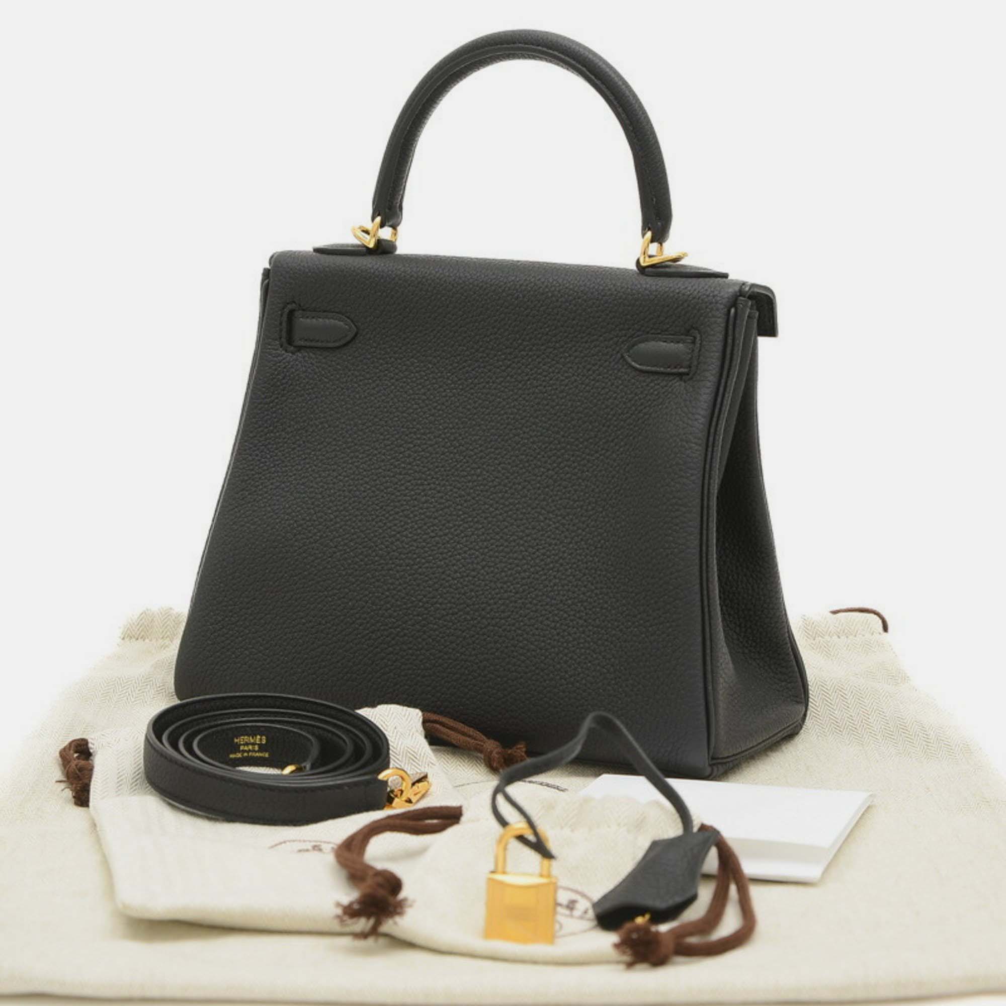 Hermes Black Togo Kelly 25 Handbag