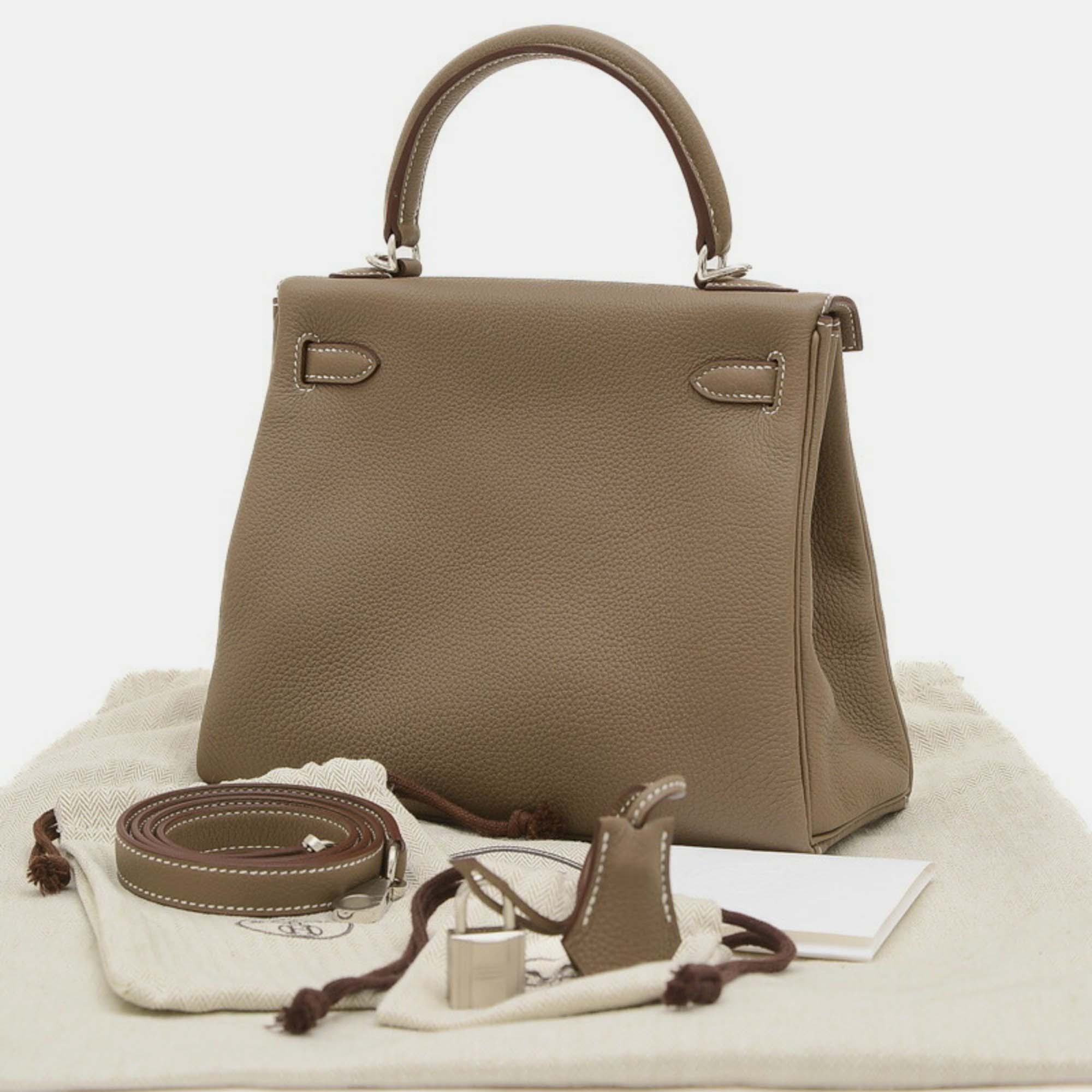 Hermes Etoupe Togo Kelly 25 Handbag