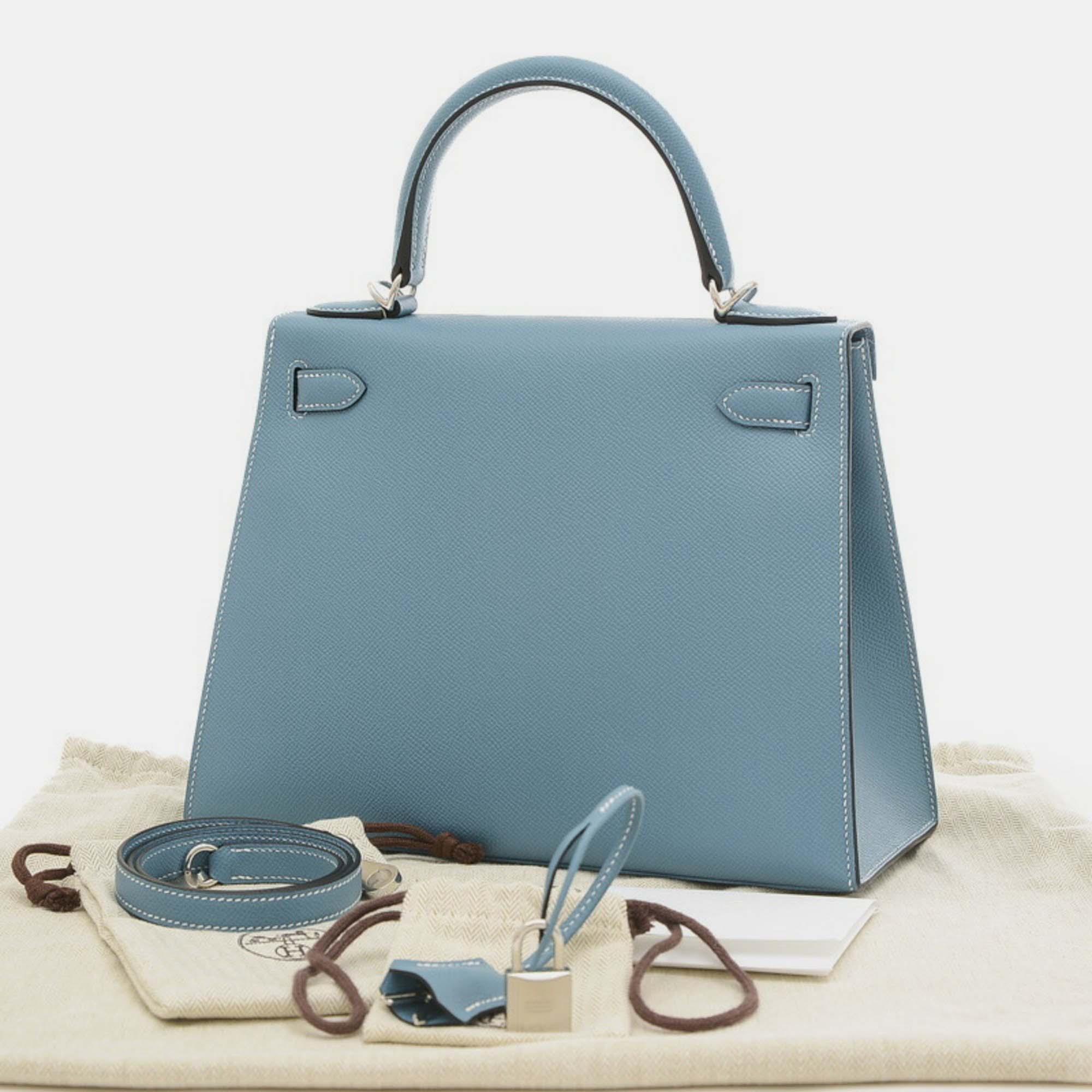 Hermes New Blue Jean Epsom Kelly 28 Handbag