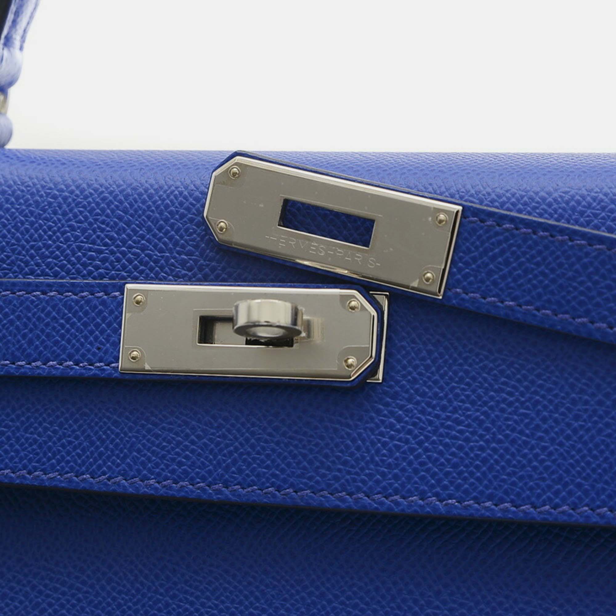 Hermes Blue Electric Epsom Kelly 28 Handbag