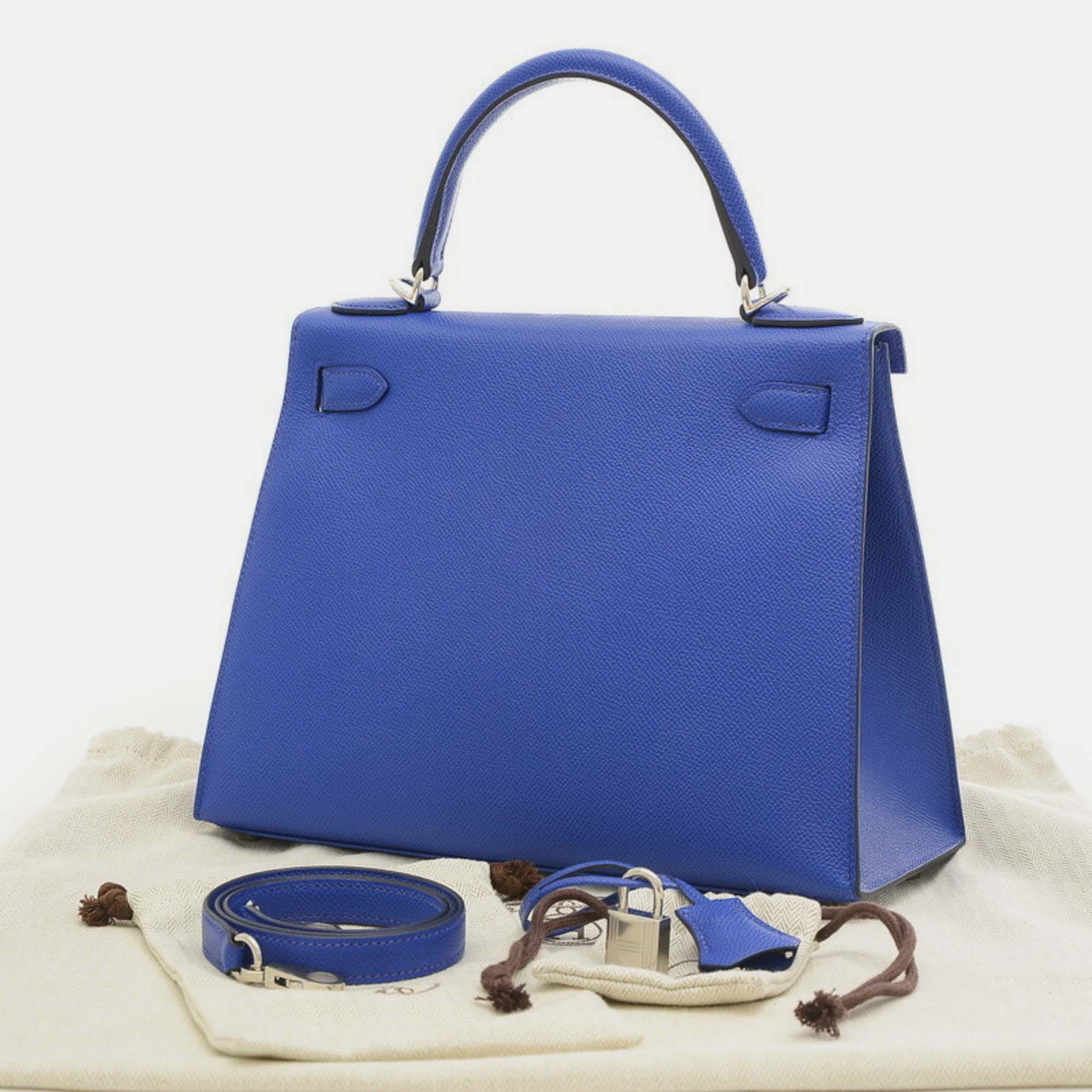 Hermes Blue Electric Epsom Kelly 28 Handbag