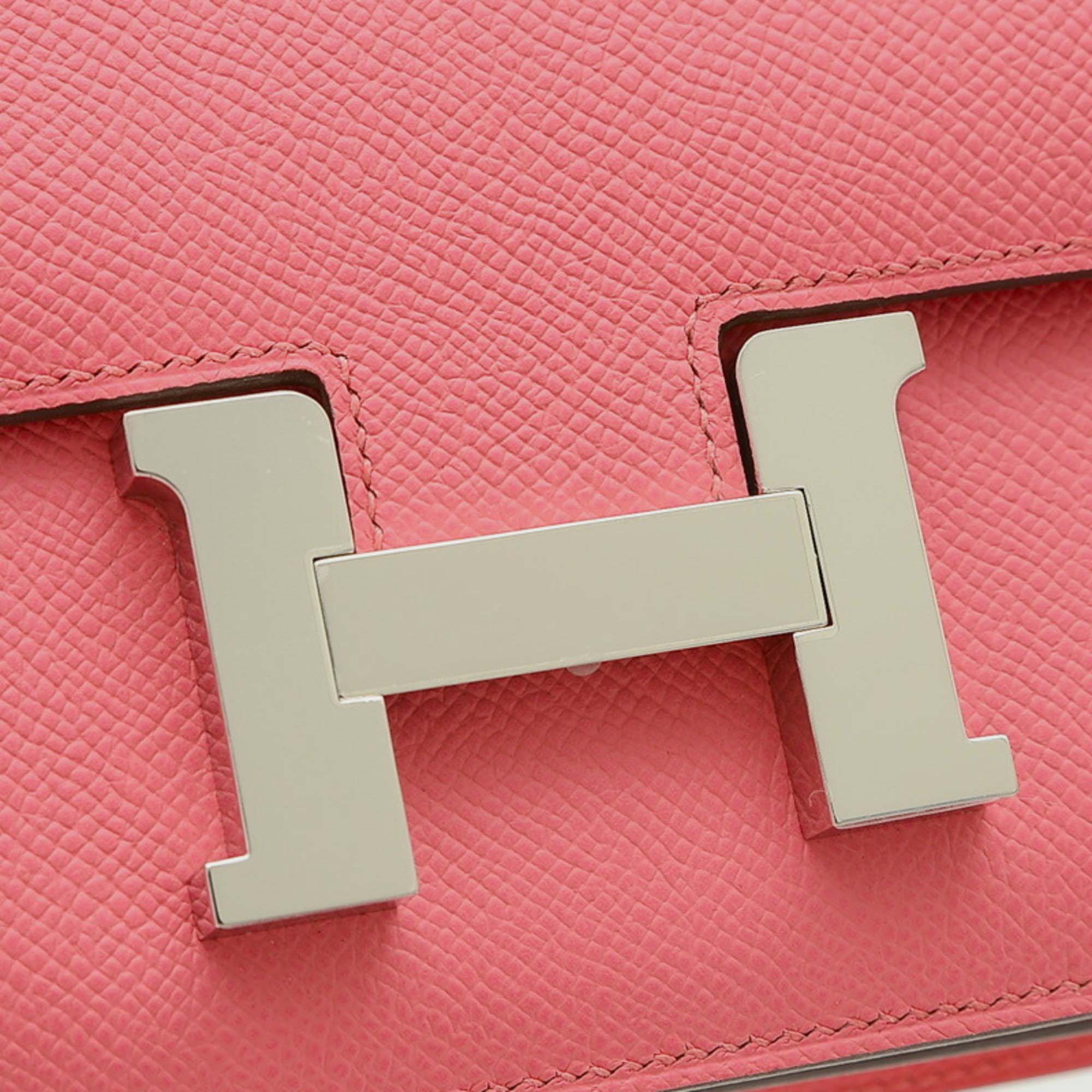 Hermes Rose Azalee Epsom Constance 18 Miroir Shoulder Bag