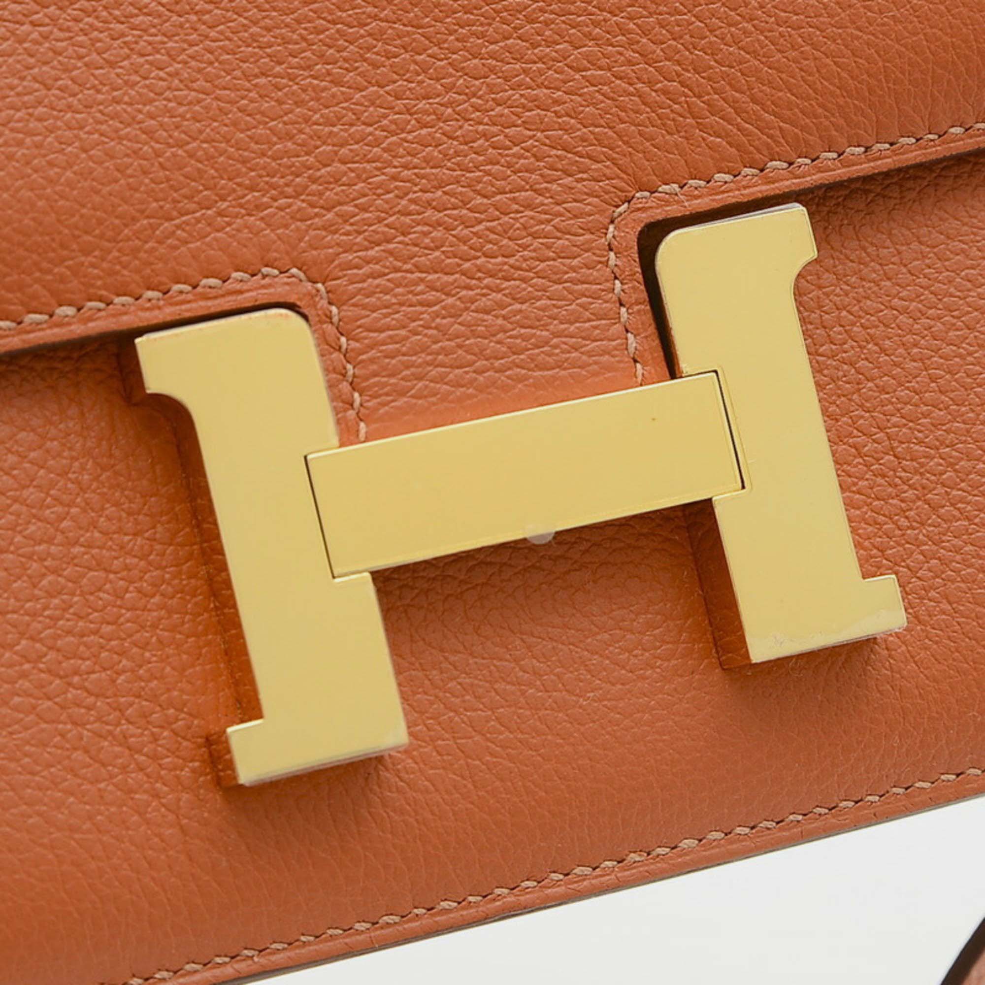 Hermes Rose Jaipur Evercolor Leather Constance 18 Shoulder Bag