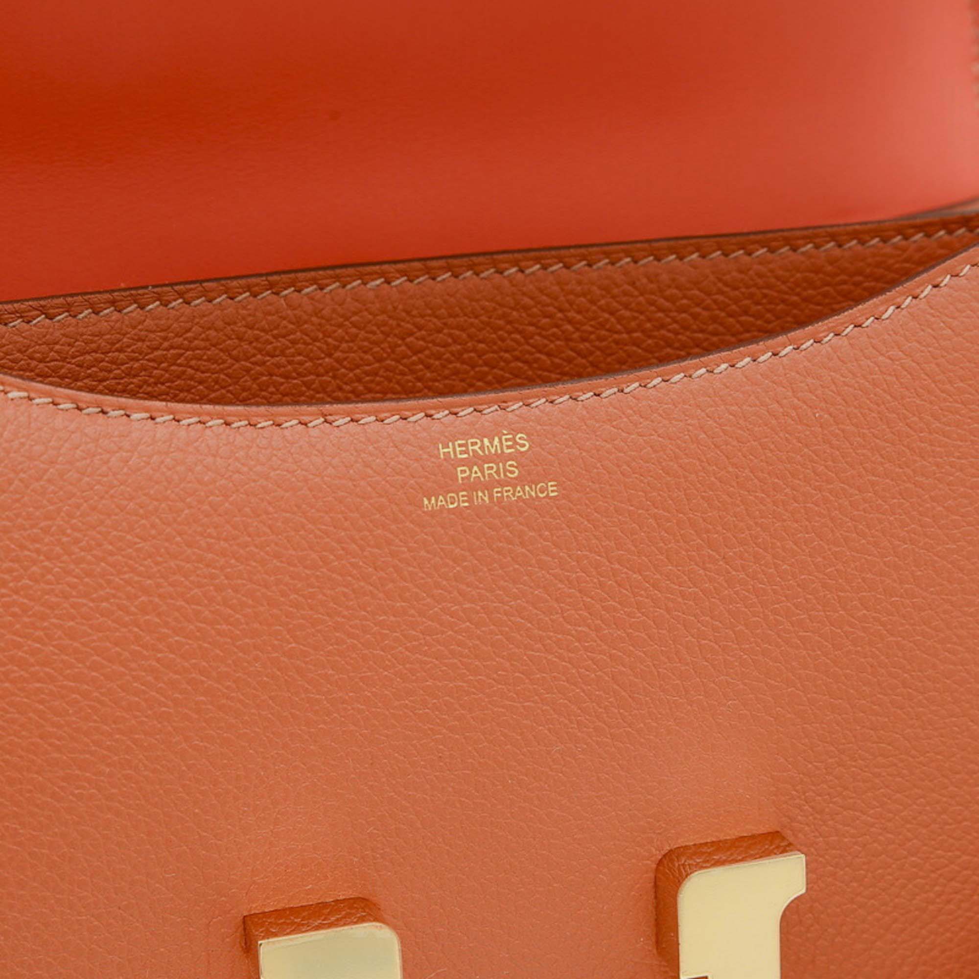 Hermes Rose Jaipur Evercolor Leather Constance 18 Shoulder Bag