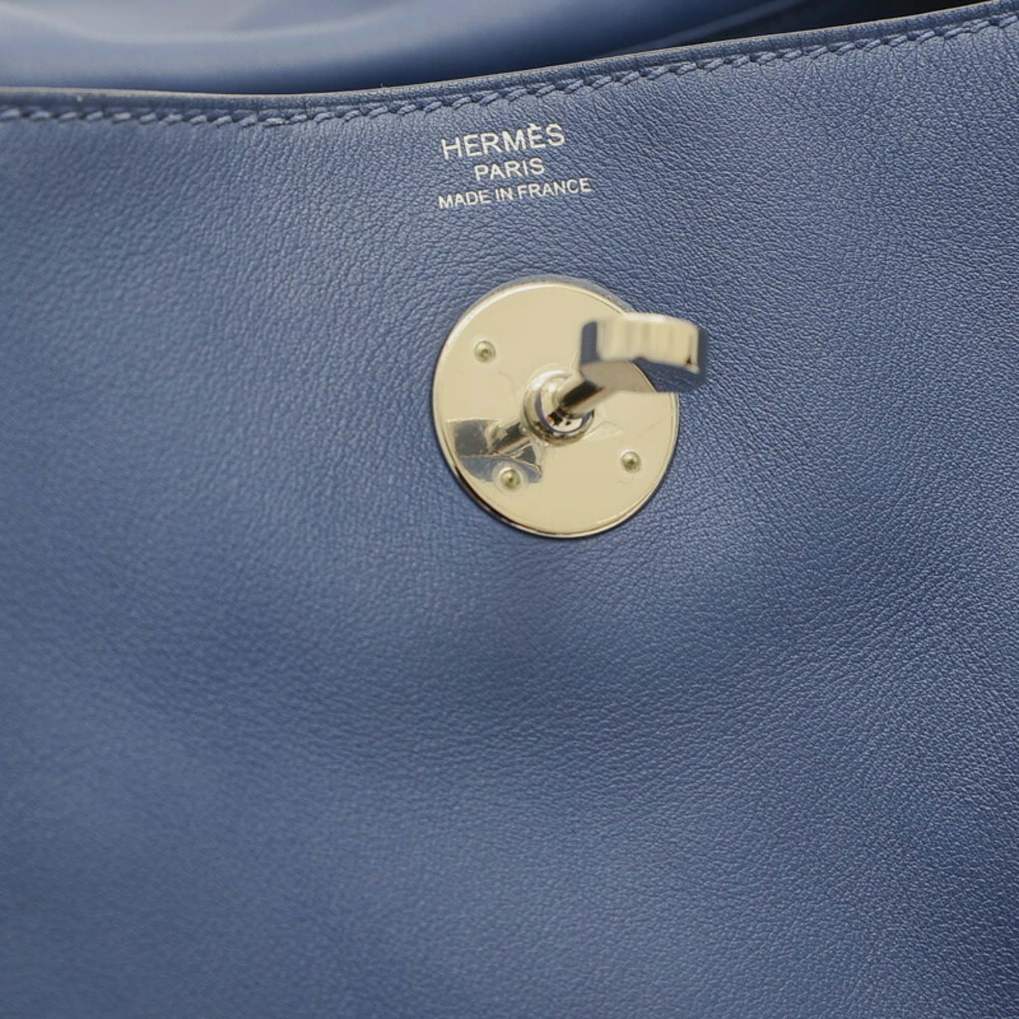 Hermes Blue Brighton Traceage Swift Lindy 26 Handbag