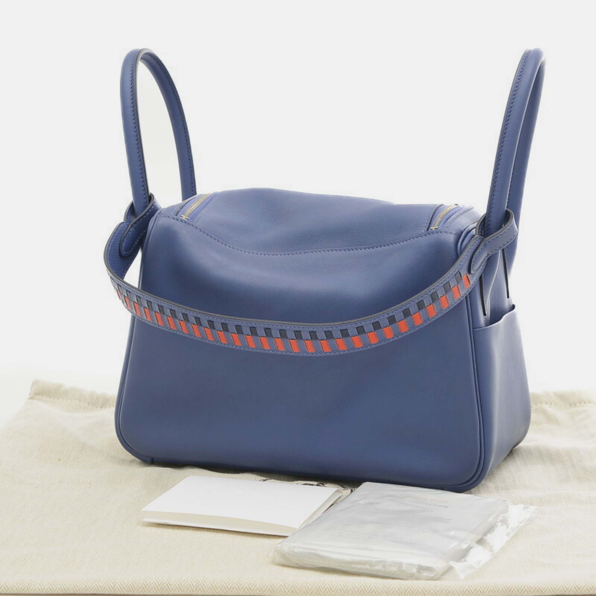 Hermes Blue Brighton Traceage Swift Lindy 26 Handbag