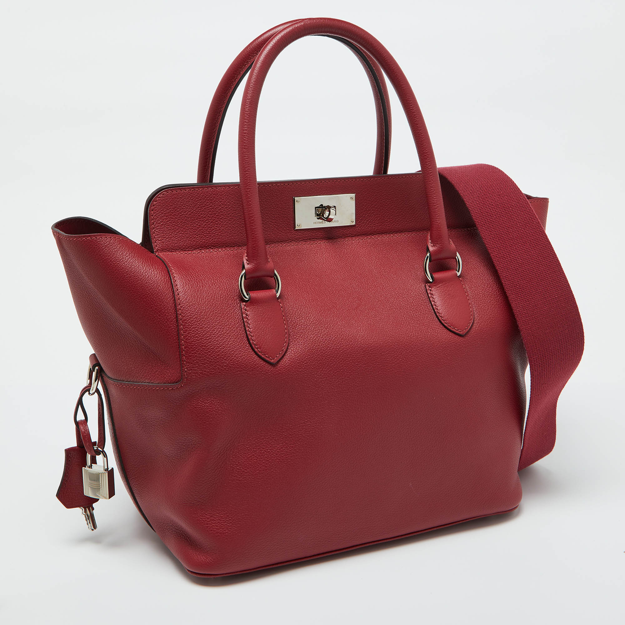 Hermès Ruby Ever Color Leather Palladium Toolbox 26 Bag