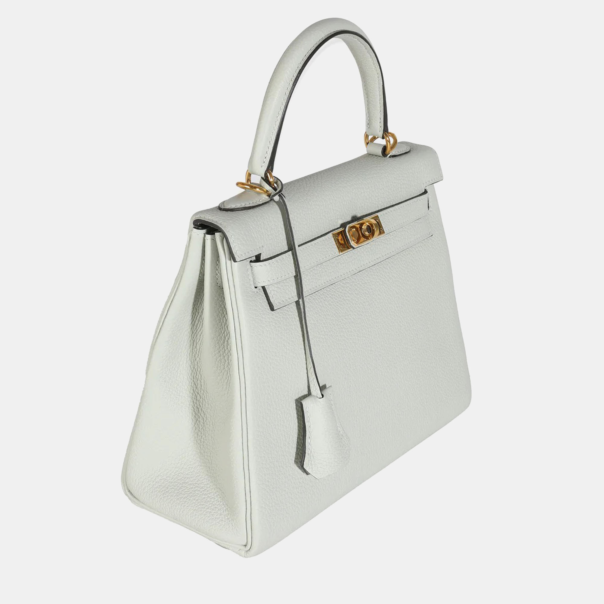 Hermes Gris Neve Togo Retourne Kelly 25 GHW Bag