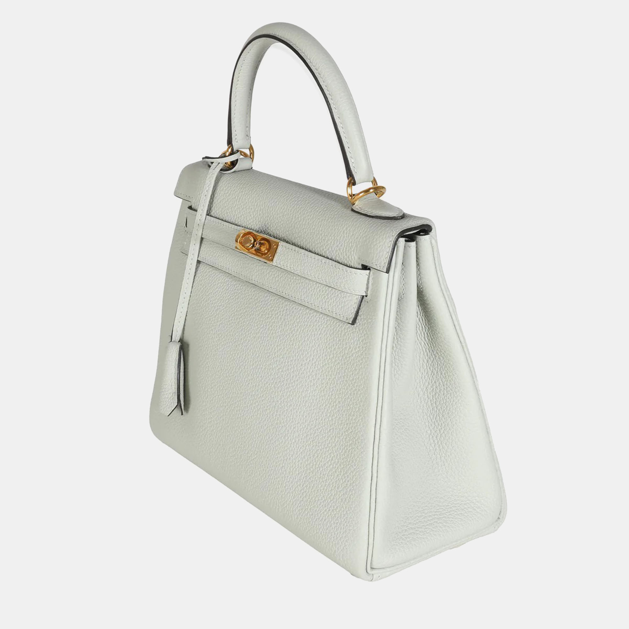 Hermes Gris Neve Togo Retourne Kelly 25 GHW Bag