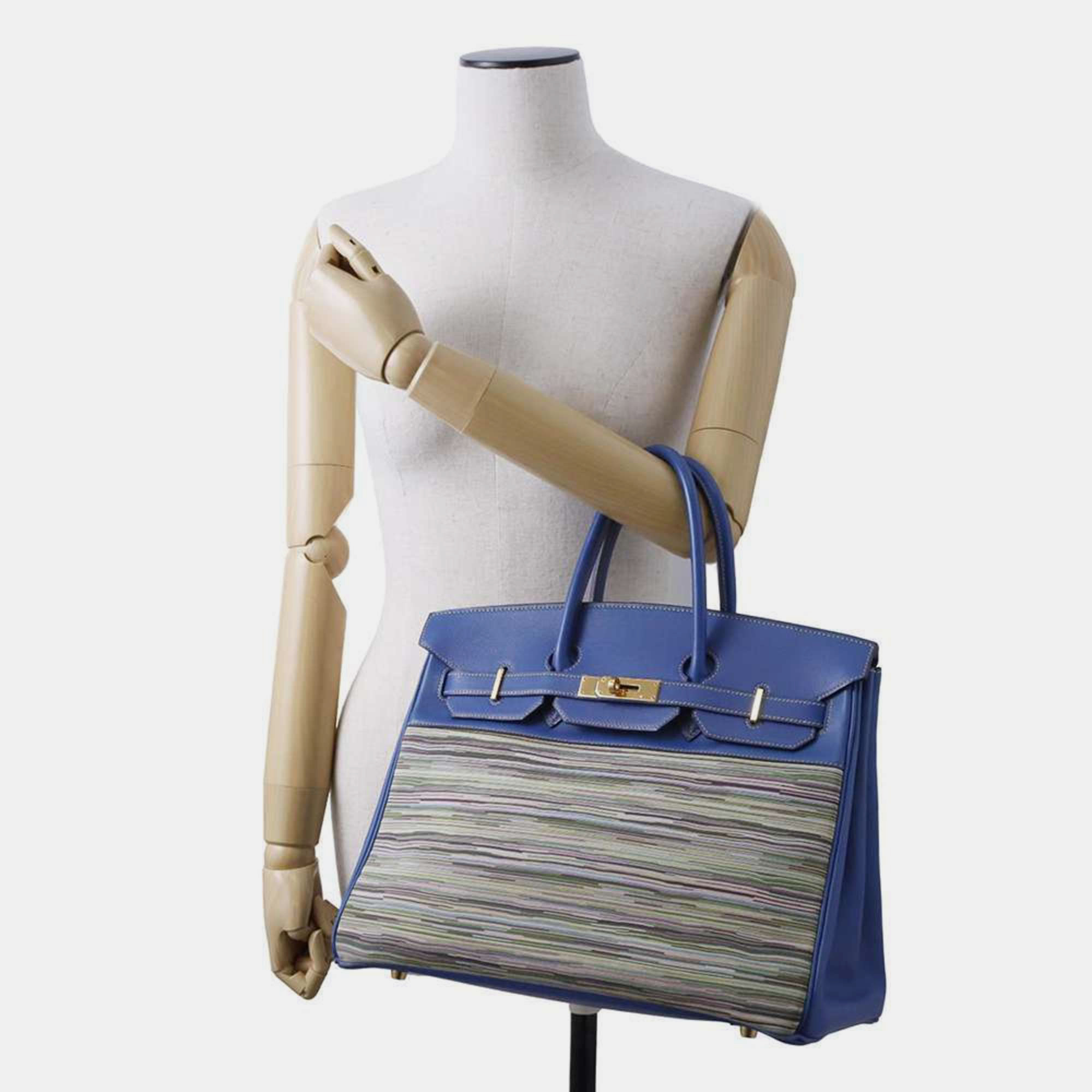 Hermes Blue France Evercalf Vibrato Birkin 35 Handbag