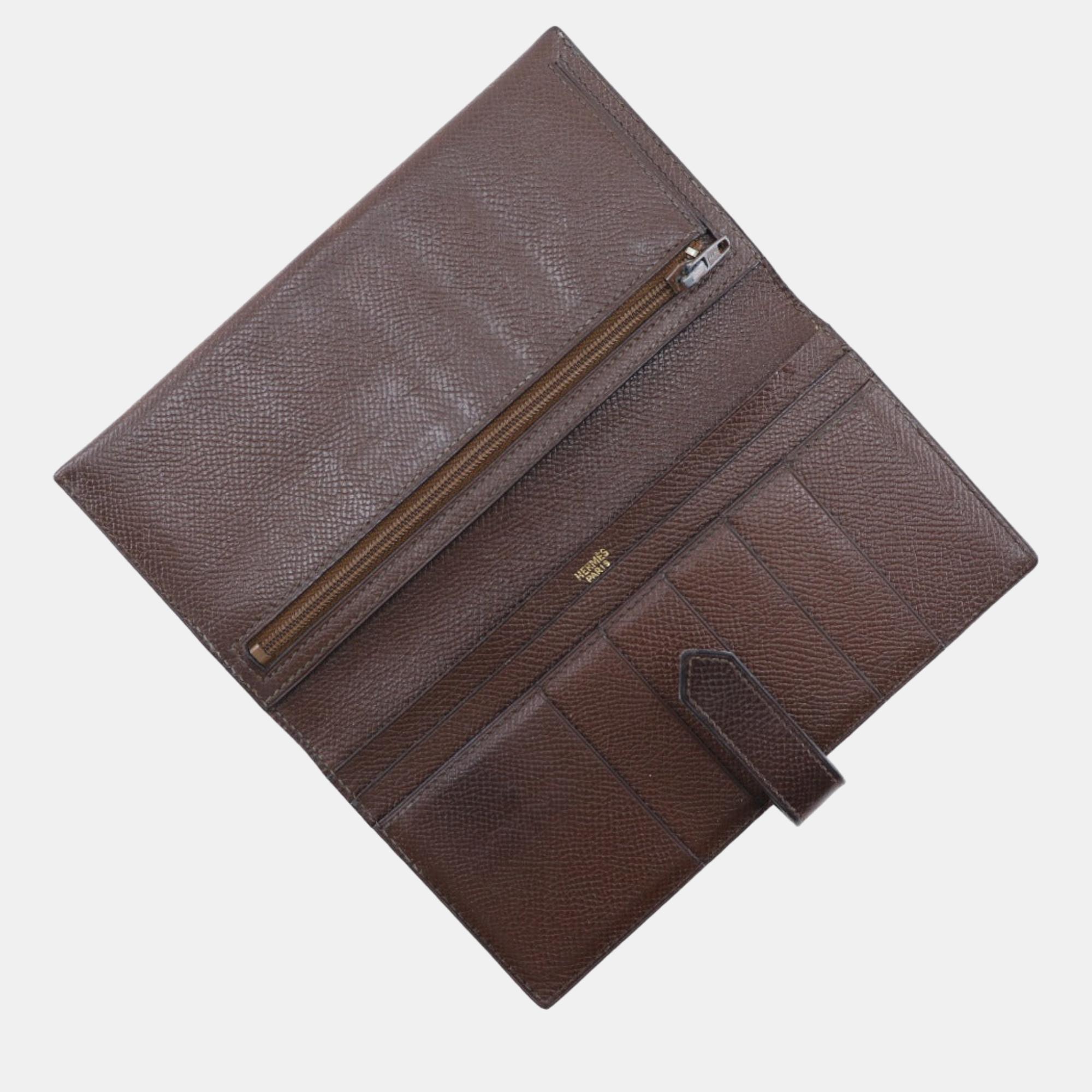 Hermes Brown Epsom Leather Bearn Wallet