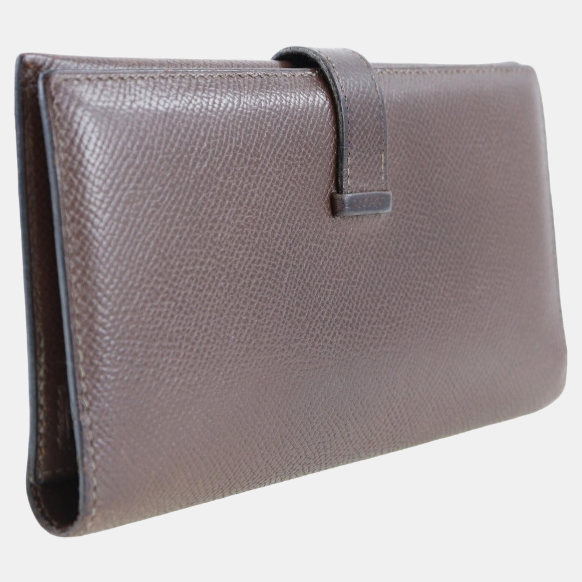 Hermes Brown Epsom Leather Bearn Wallet