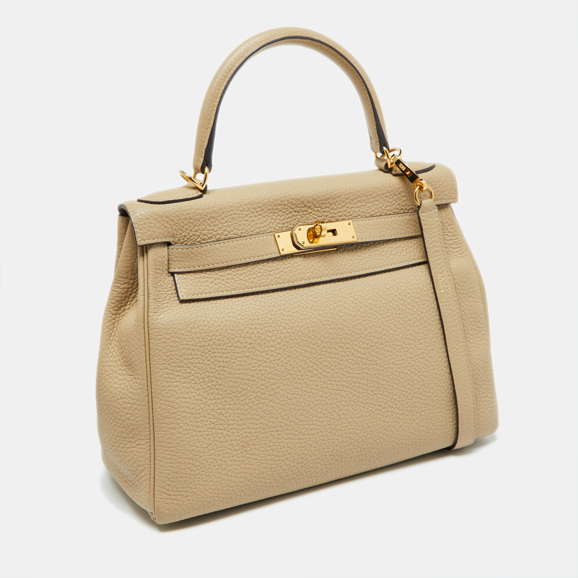 Hermès Trench Togo Leather Gold Finish Kelly Retourne 28 Bag