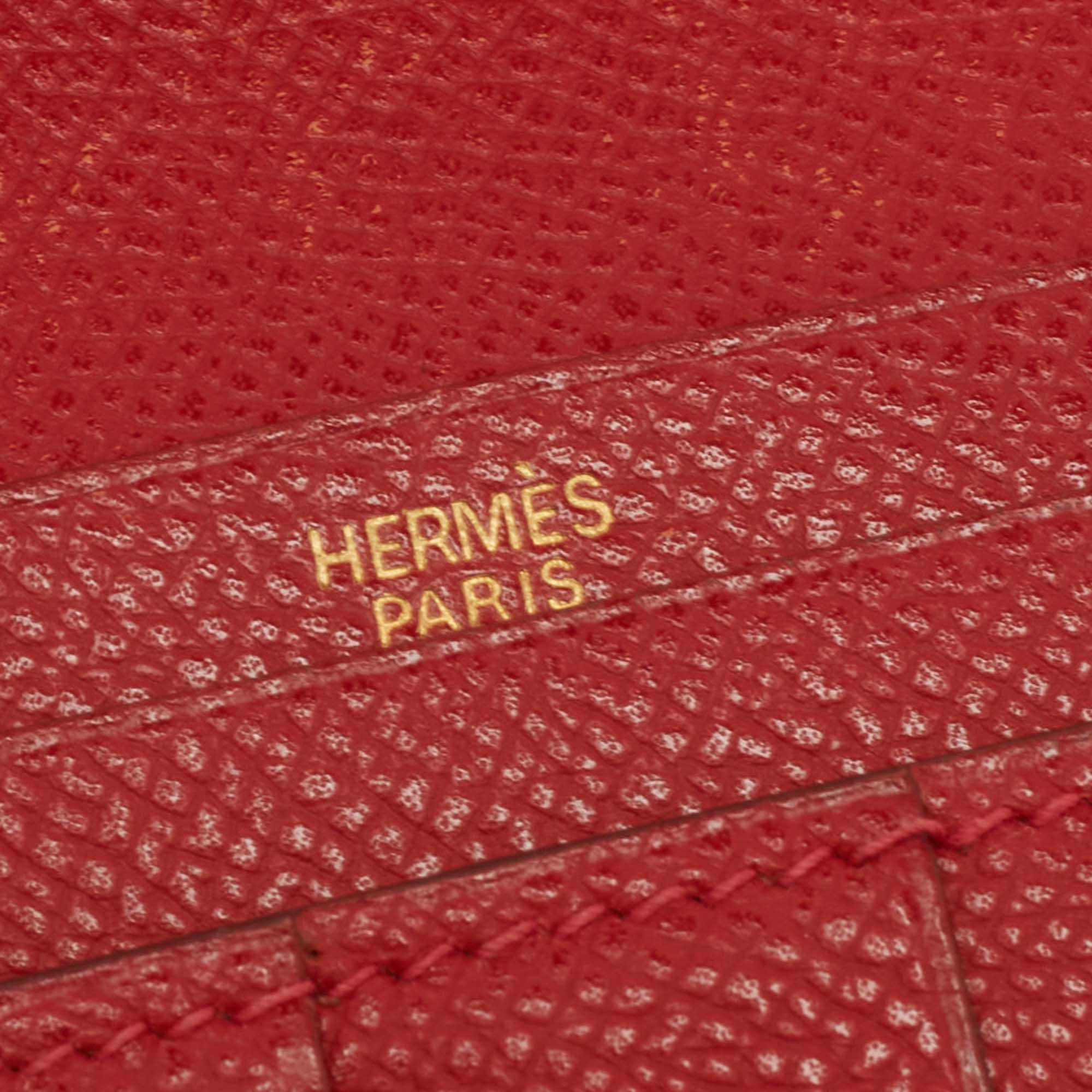 Hermes Rouge Vif Epsom Leather Bearn Gusset Wallet