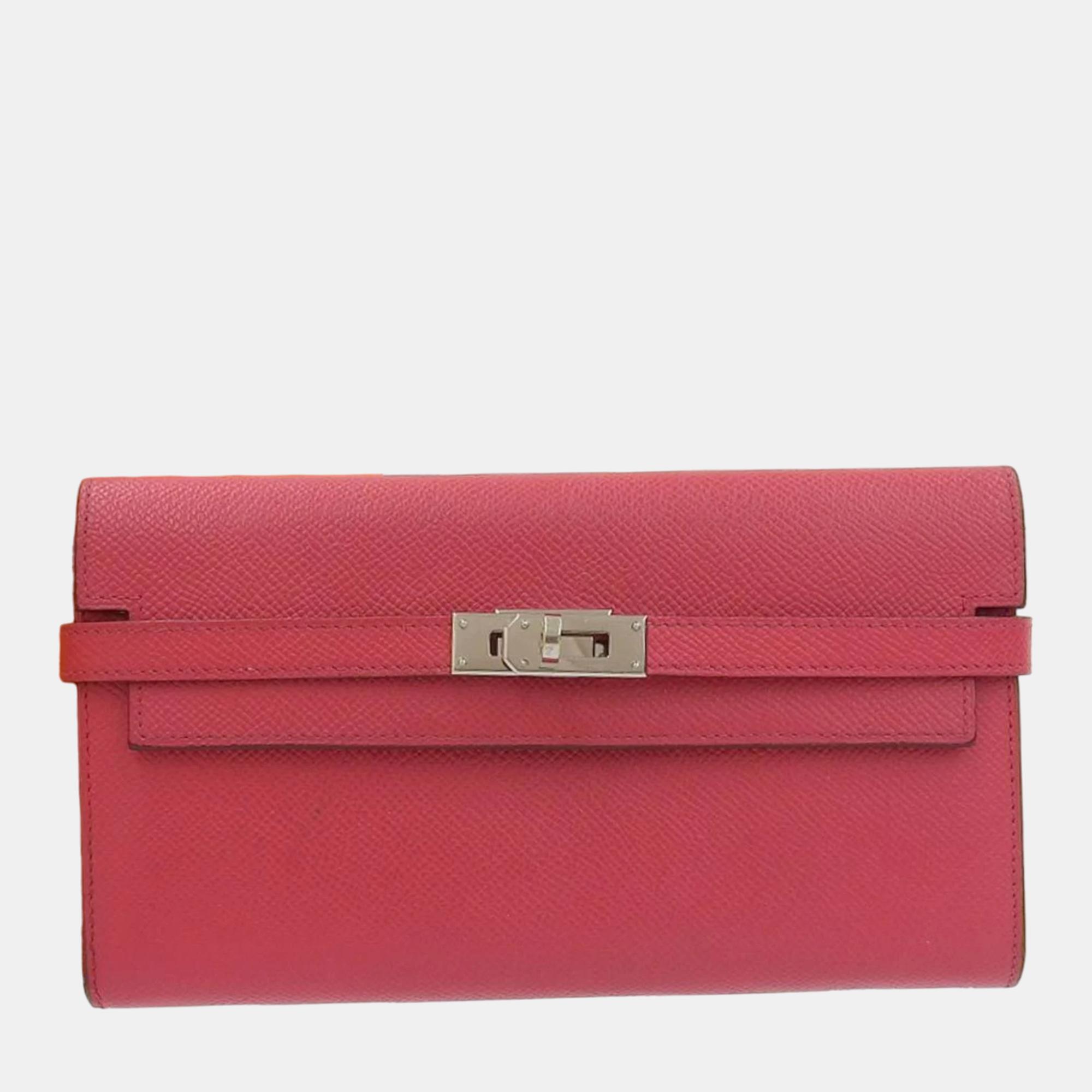 Hermes Rose Epson Kelly Long Wallet