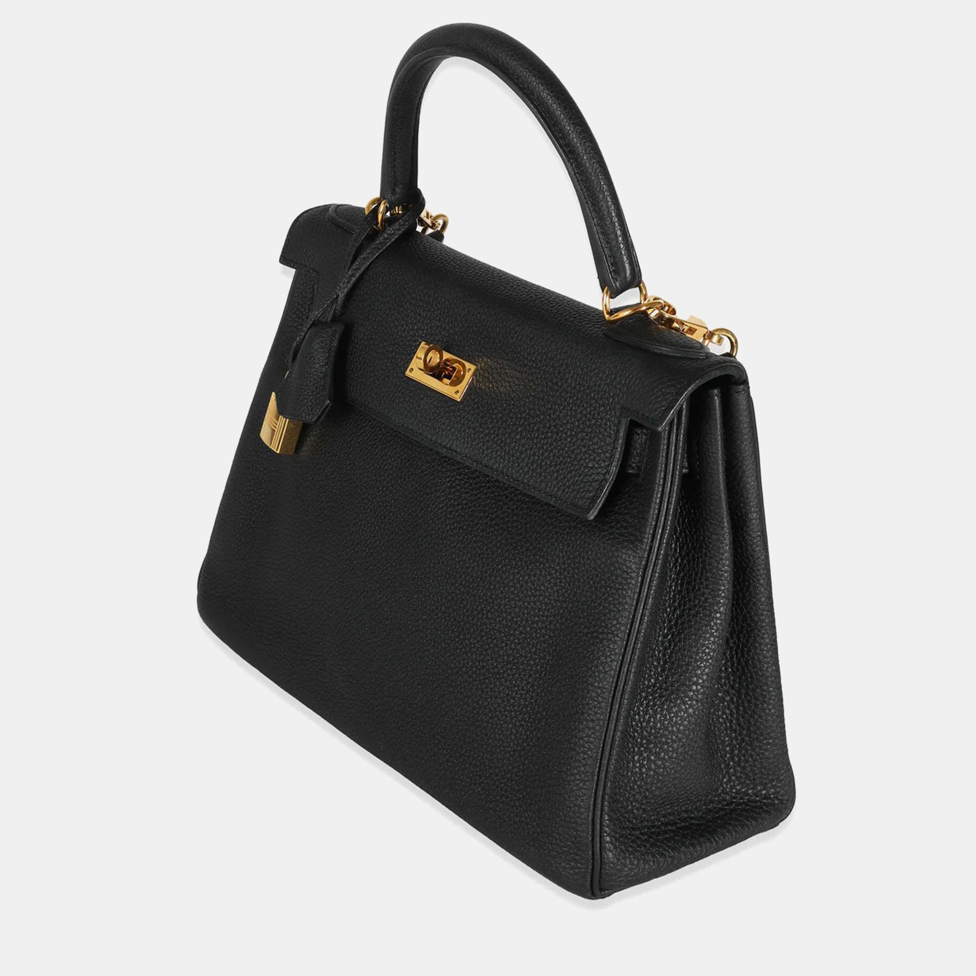 Hermes Black Togo Retourne Kelly 28 GHW Bag