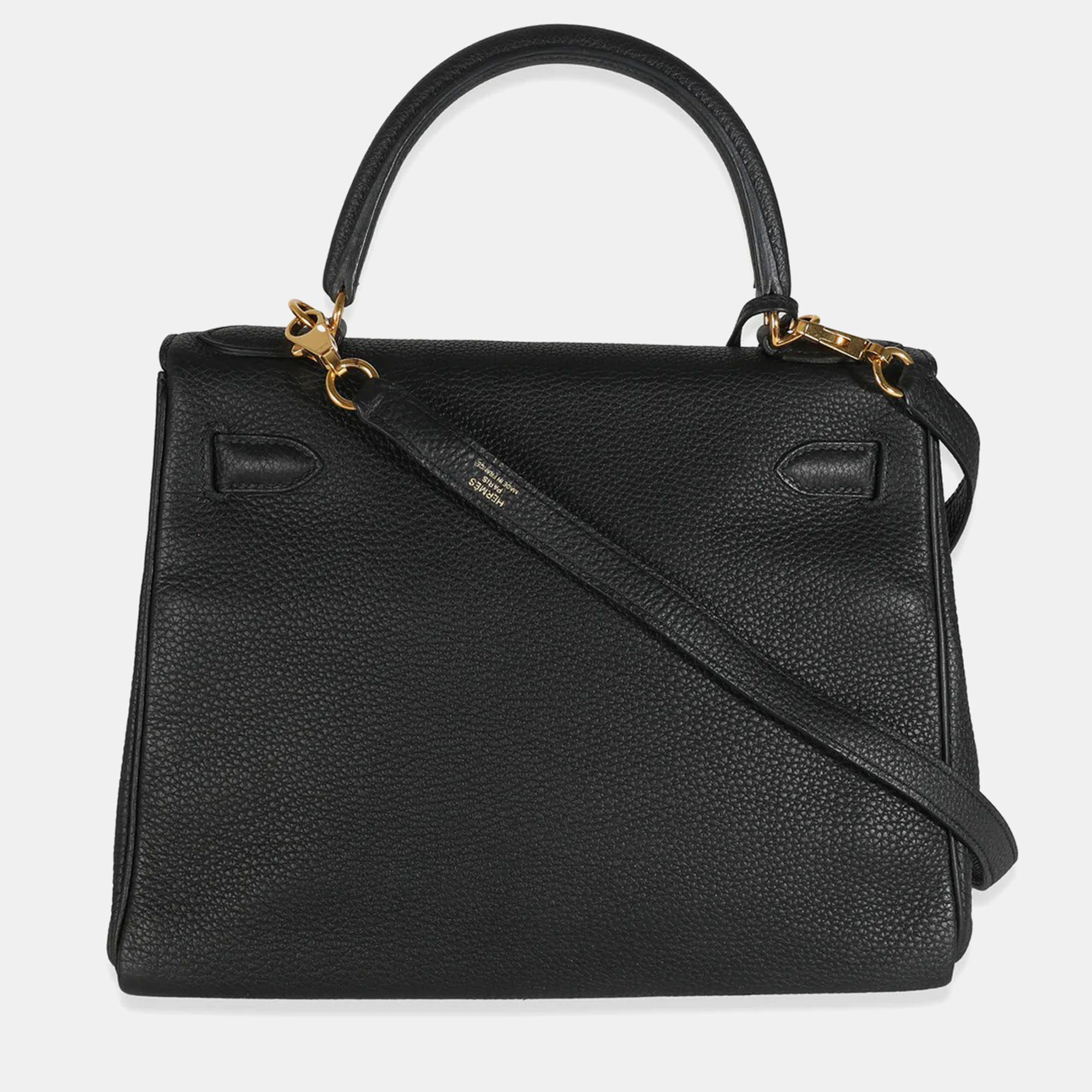 Hermes Black Togo Retourne Kelly 28 GHW Bag