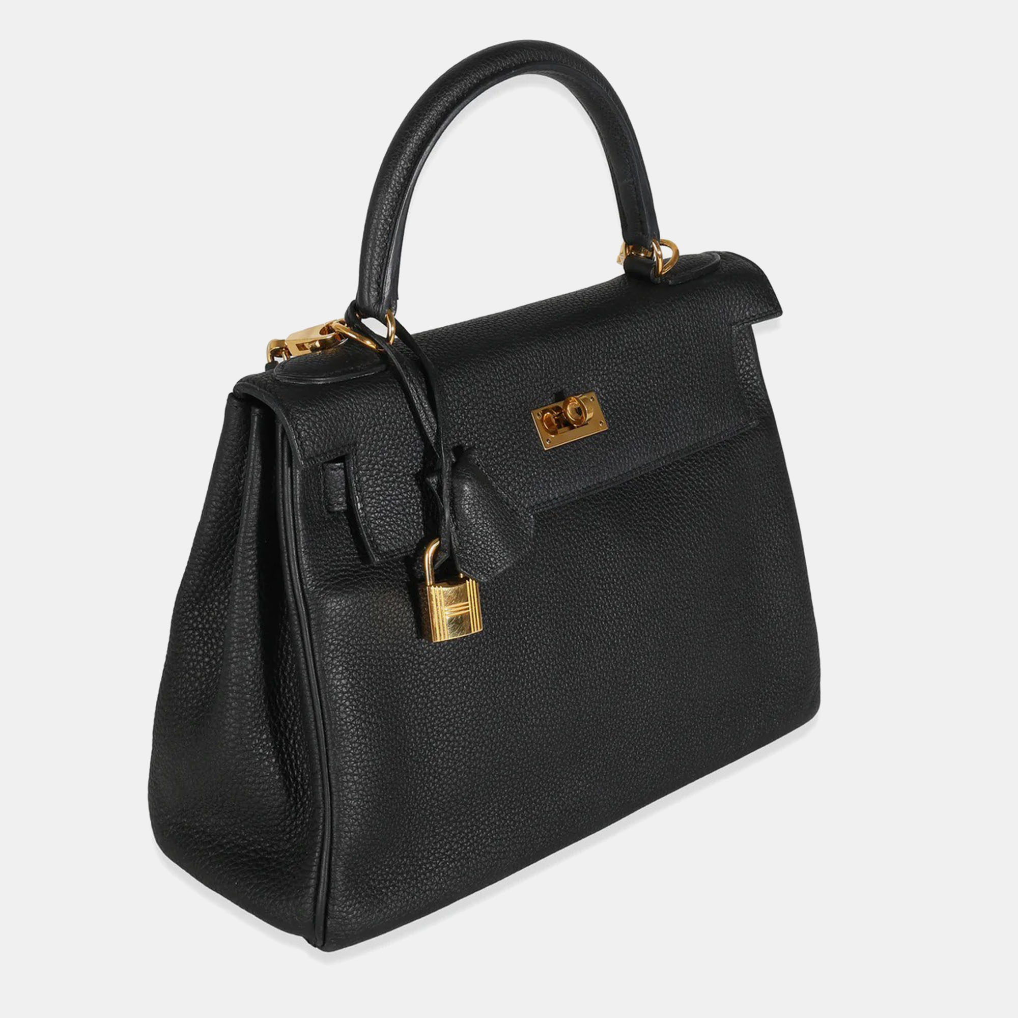 Hermes Black Togo Retourne Kelly 28 GHW Bag