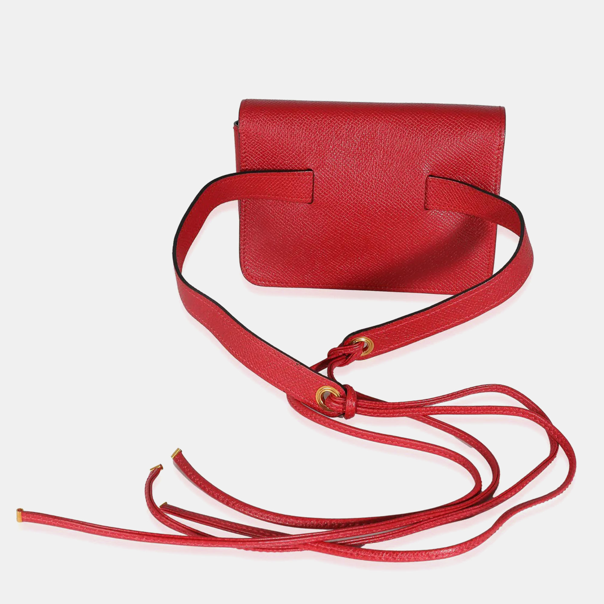 Hermes Rouge Vif Courchevel Pochette Belt Bag GHW