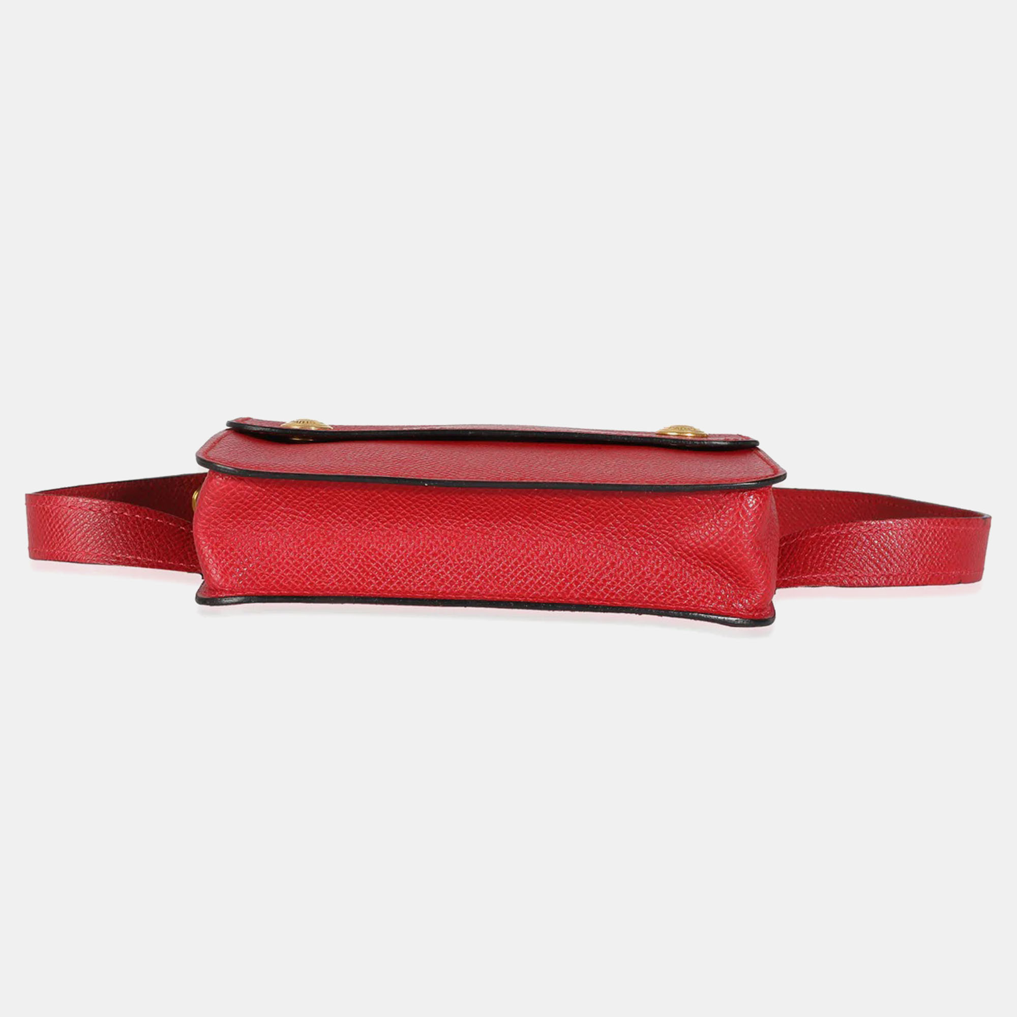 Hermes Rouge Vif Courchevel Pochette Belt Bag GHW