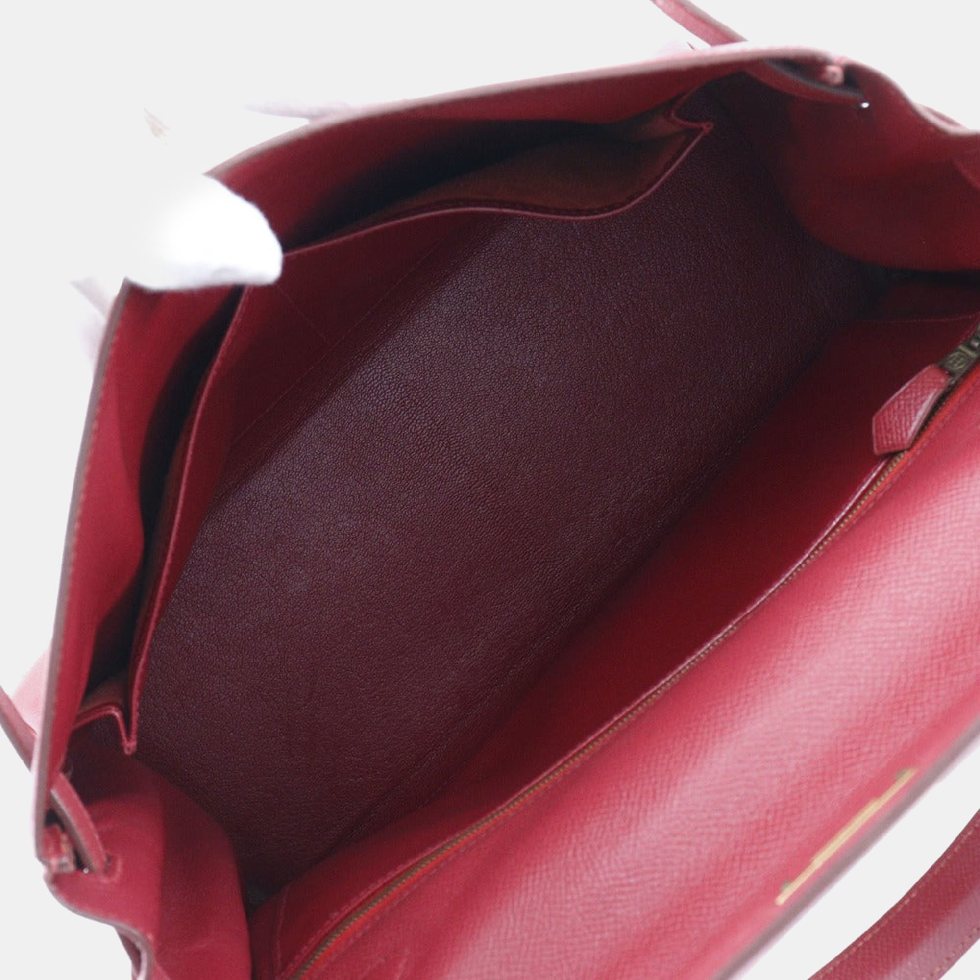 Hermes Red Courchevel Leather Kelly 32 Tote Bag